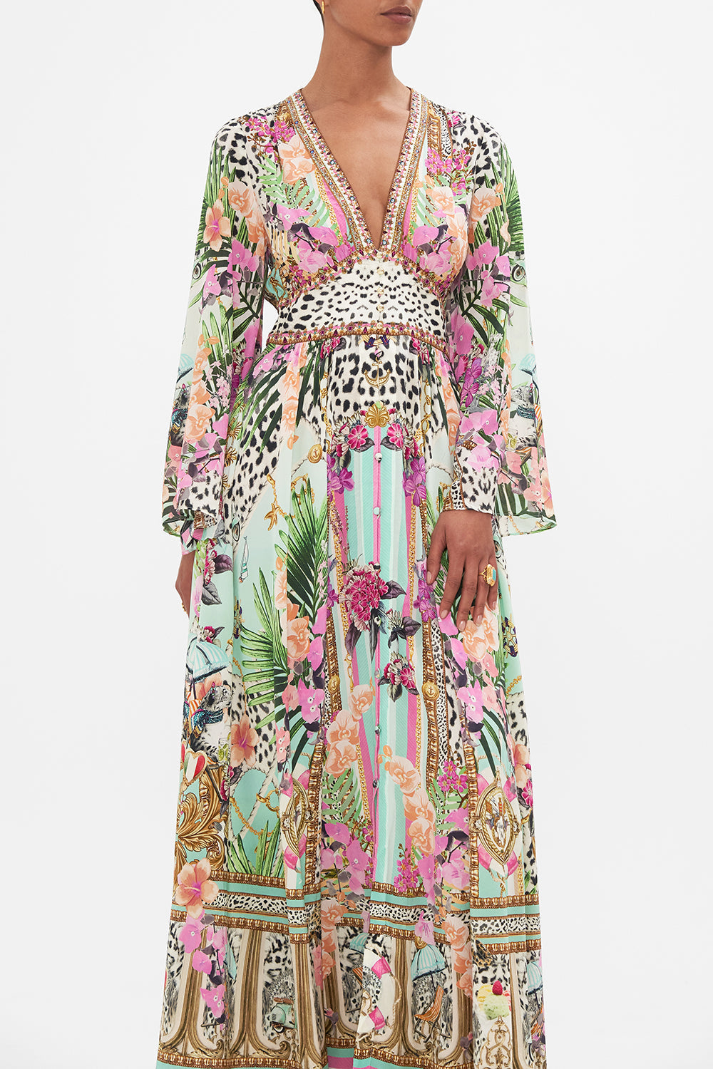 KIMONO SLEEVE DRESS WITH SHIRRING DETAIL DEAR AMORE MIO