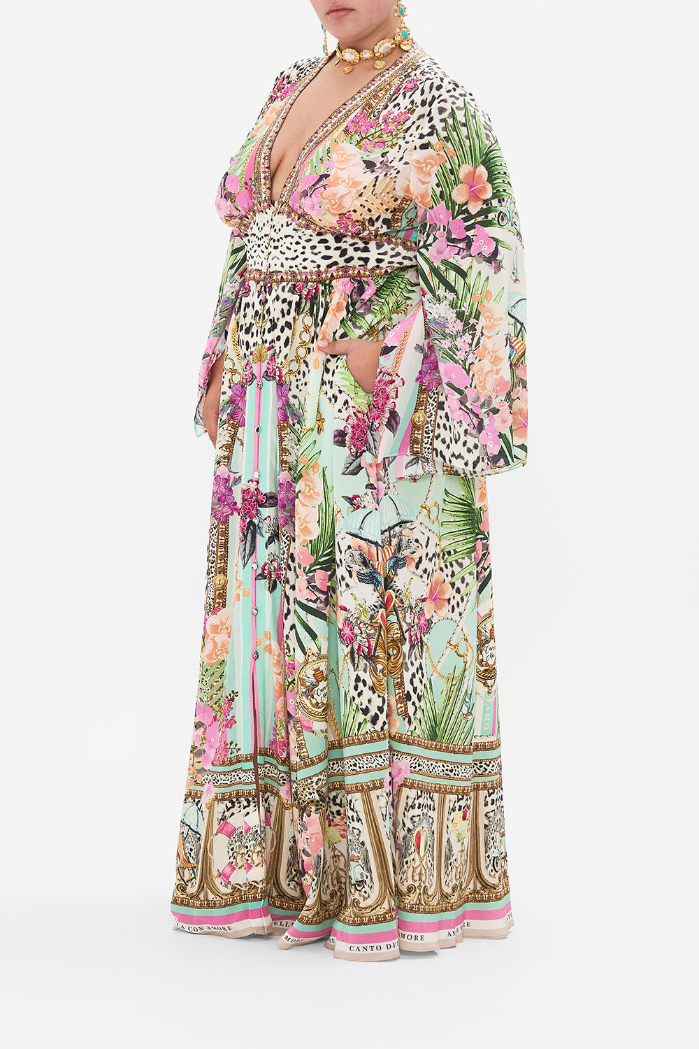 KIMONO SLEEVE DRESS WITH SHIRRING DETAIL DEAR AMORE MIO