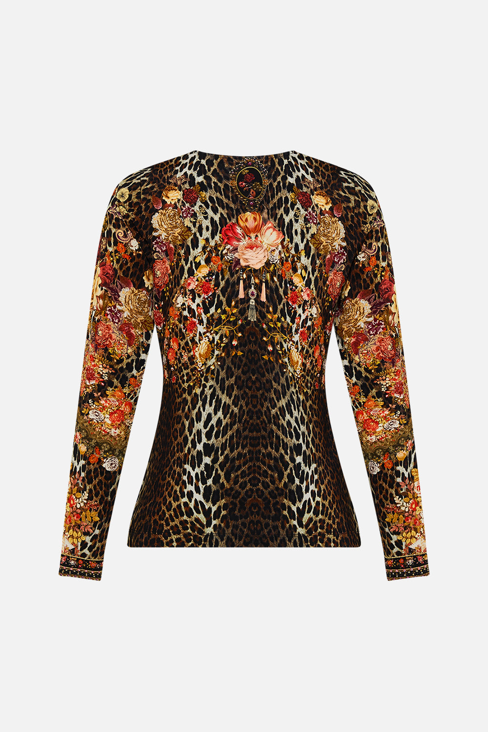 CAMILLA leopard ruched long sleeve dress in Born in Bruges print.