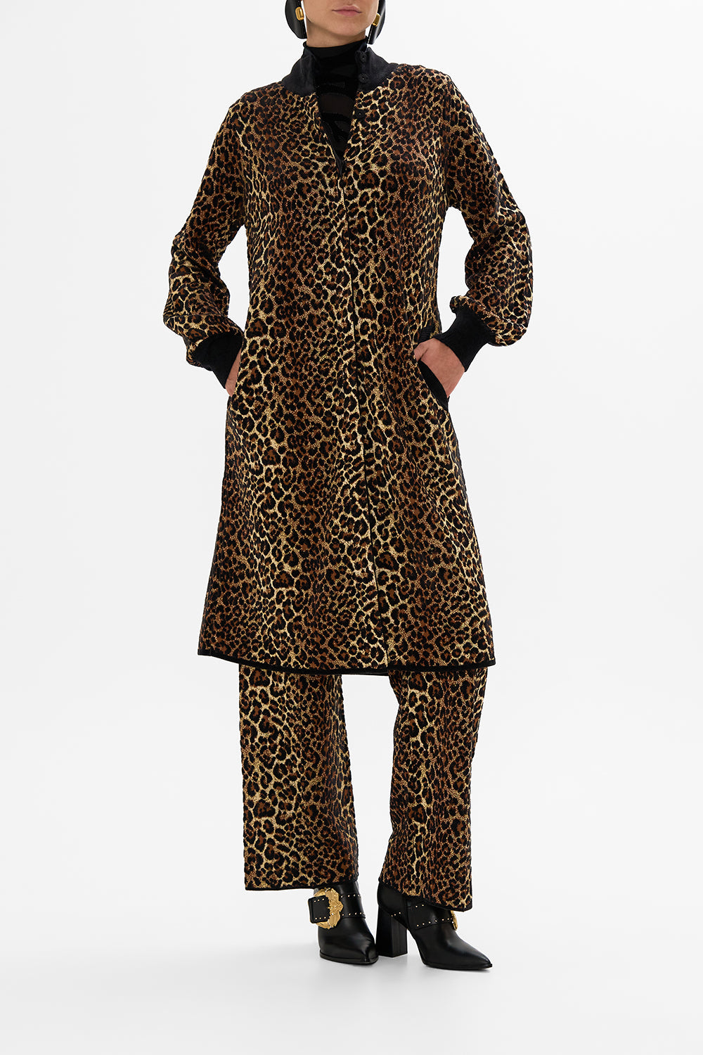 CAMILLA leopard A-line coat in Amsterglam print.
