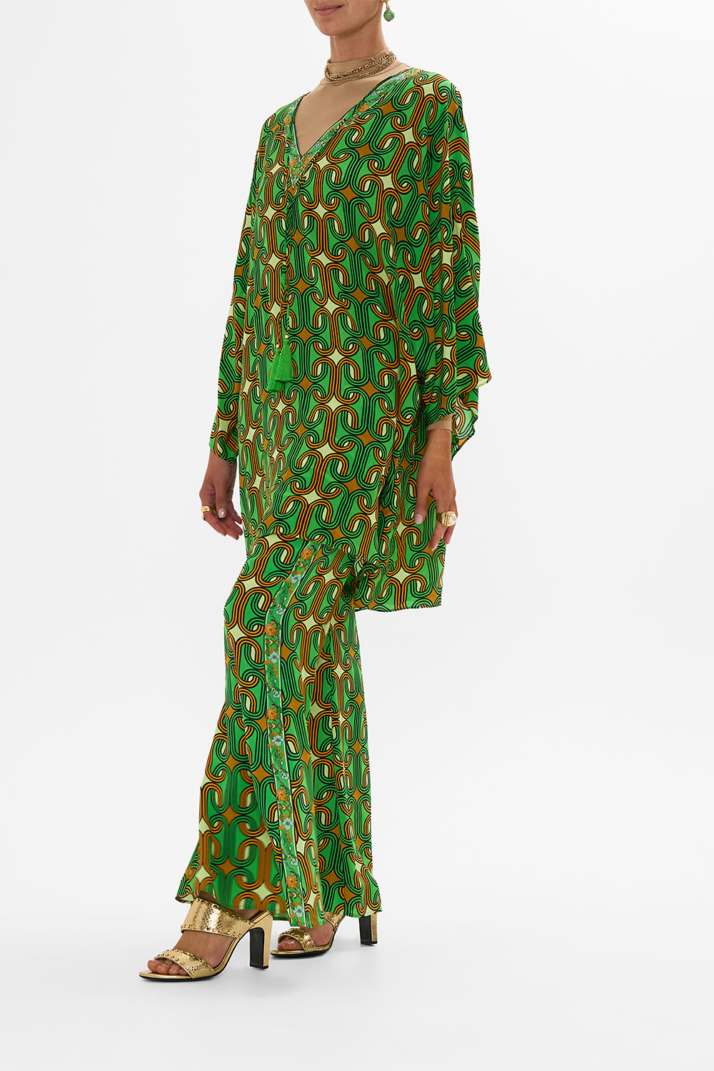 CAMILLA Green Relaxed Flare Pant in Good Vibes Generation
