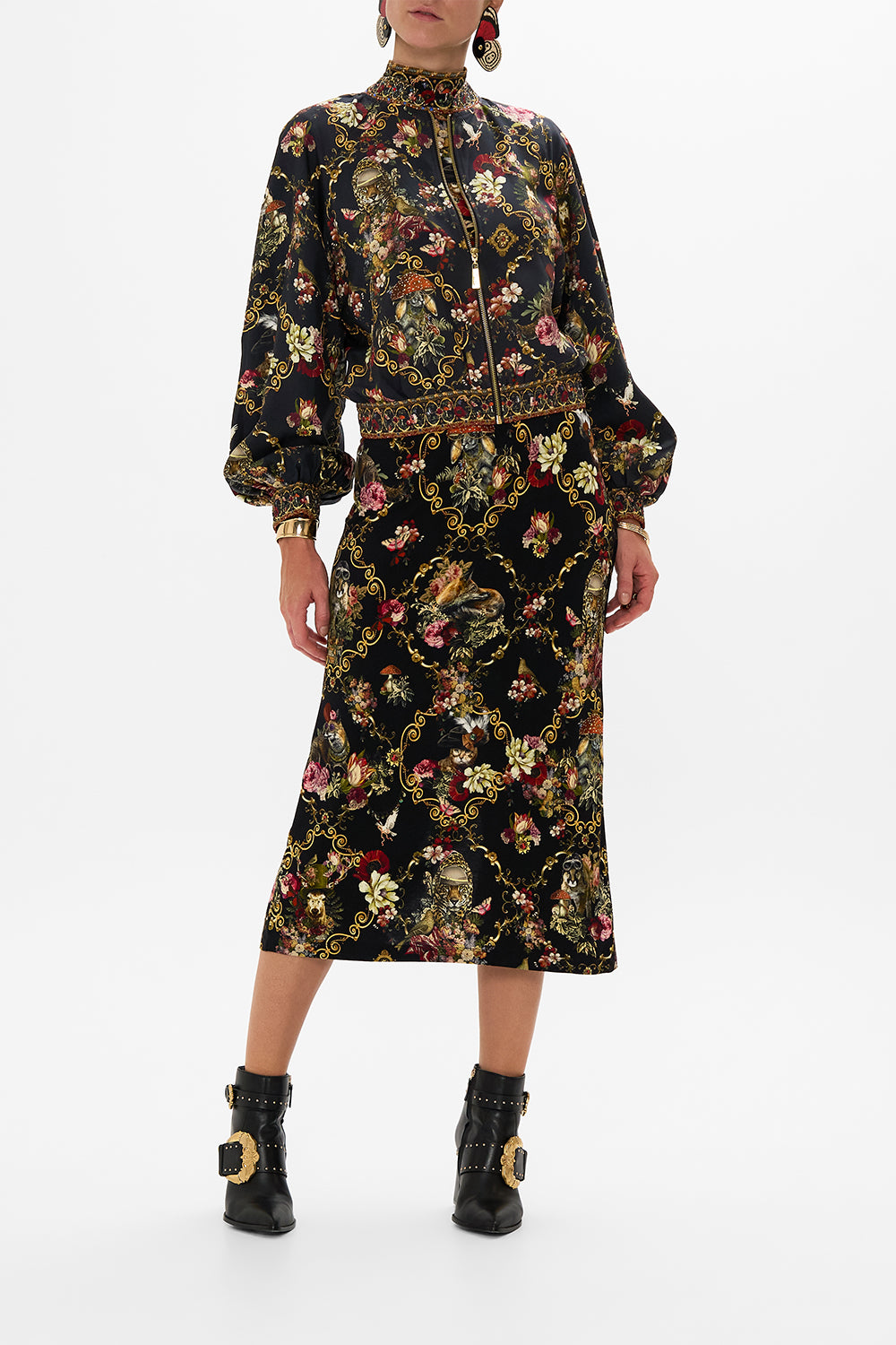 CAMILLA Black Blouson Sleeve Bomber in Told in the Tapestry