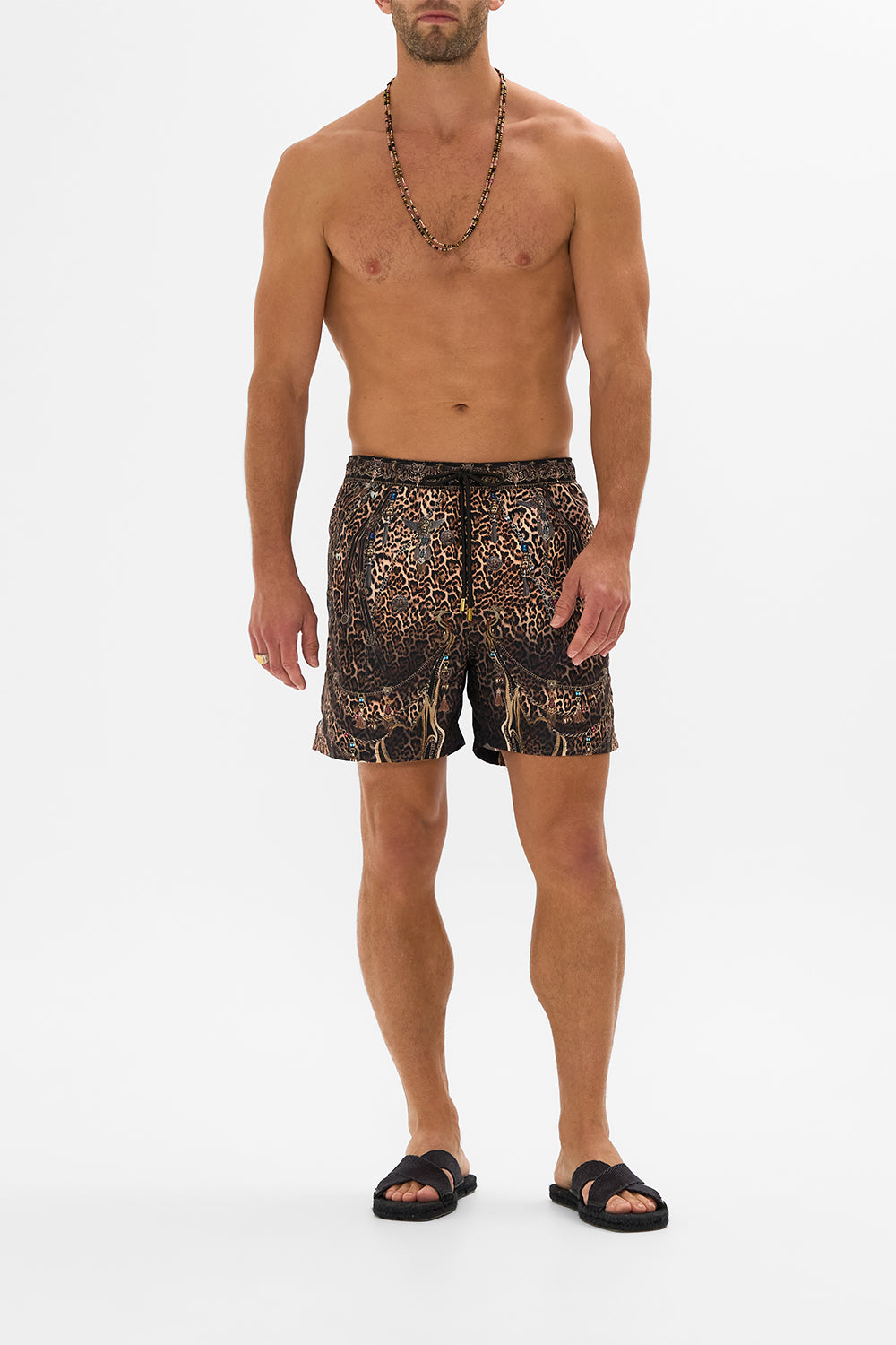 CAMILLA Leopard Mid Length Boardshort in Amsterglam print
