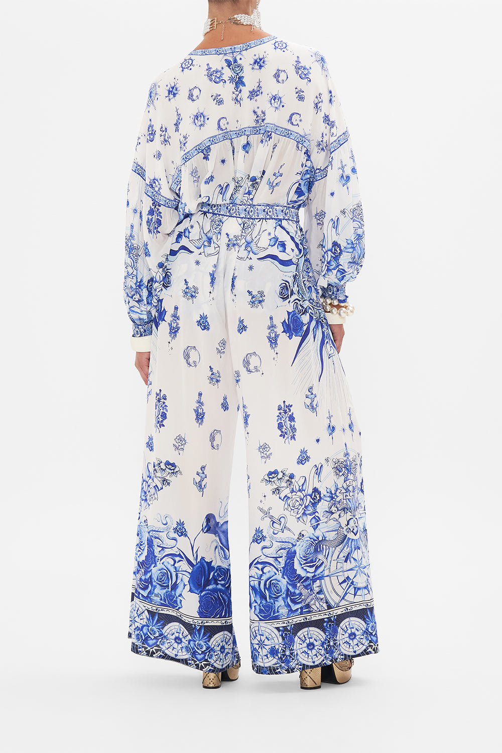 WIDE LEG TROUSER WITH FRONT POCKETS IMMORTAL INK