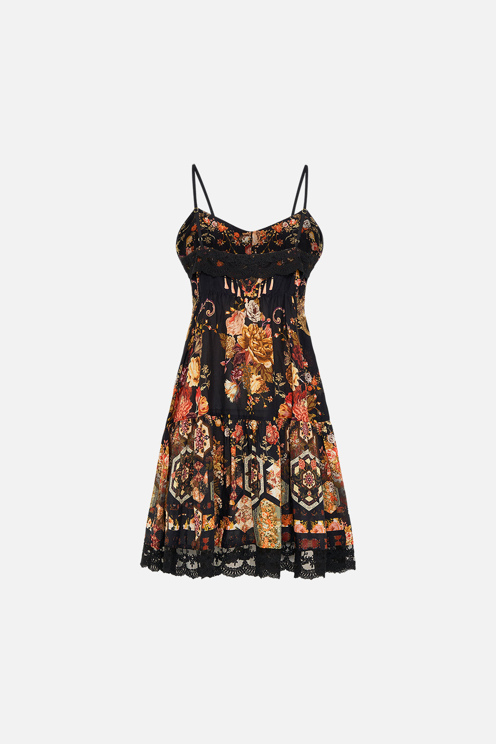 CAMILLA Floral Short Pintuck Dress with Pockets in Stitched in Time print