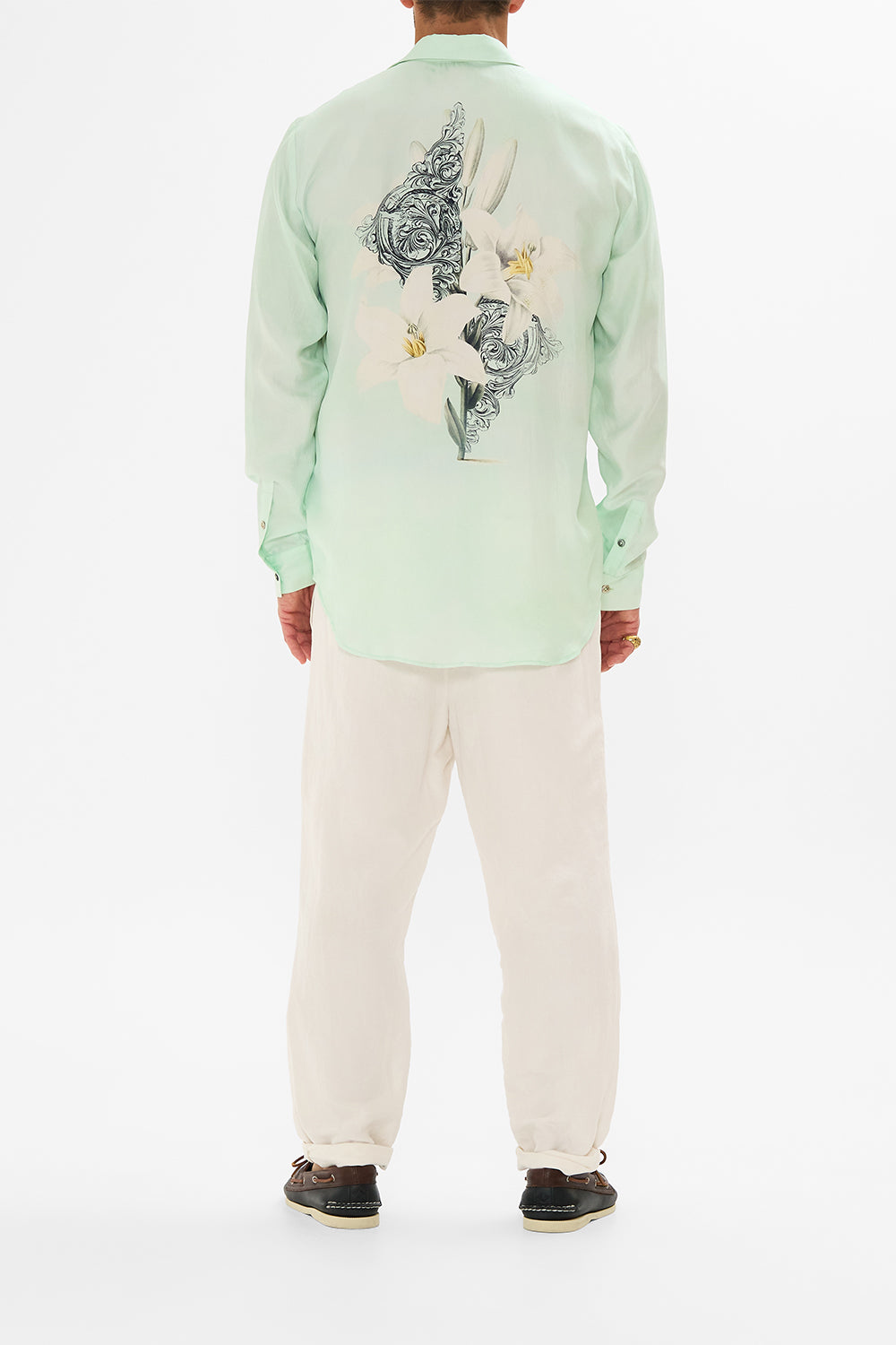 CAMILLA Floral Long Sleeve Hidden Placket Shirt in Petal Promise Land print