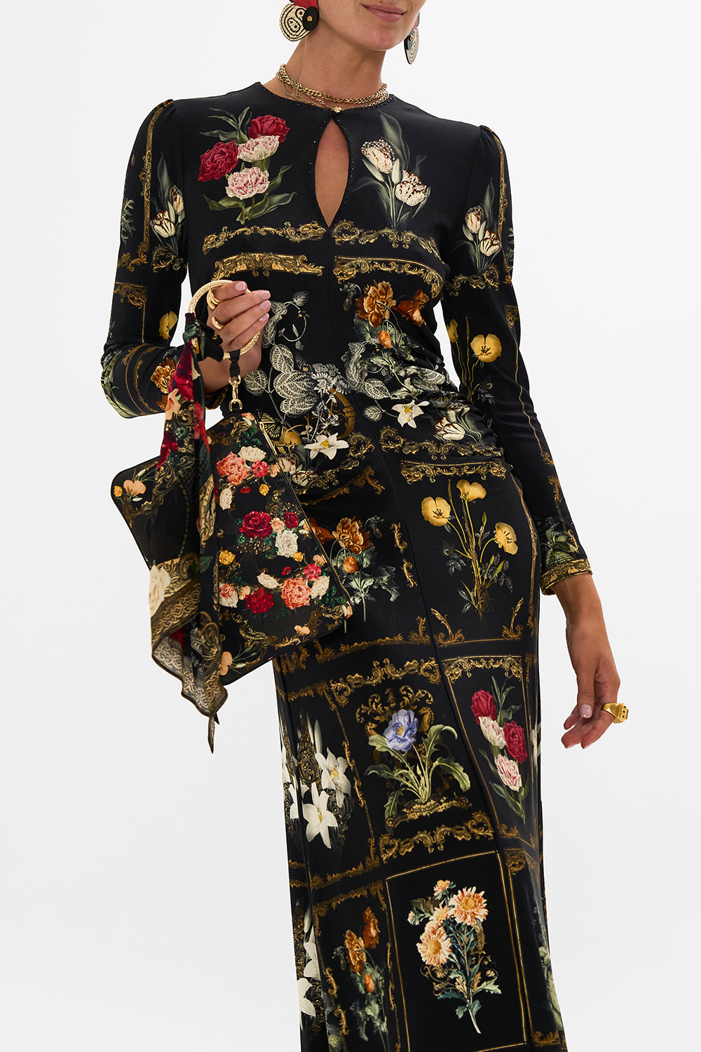 CAMILLA floral ring scarf clutch in Magic in the Manuscripts