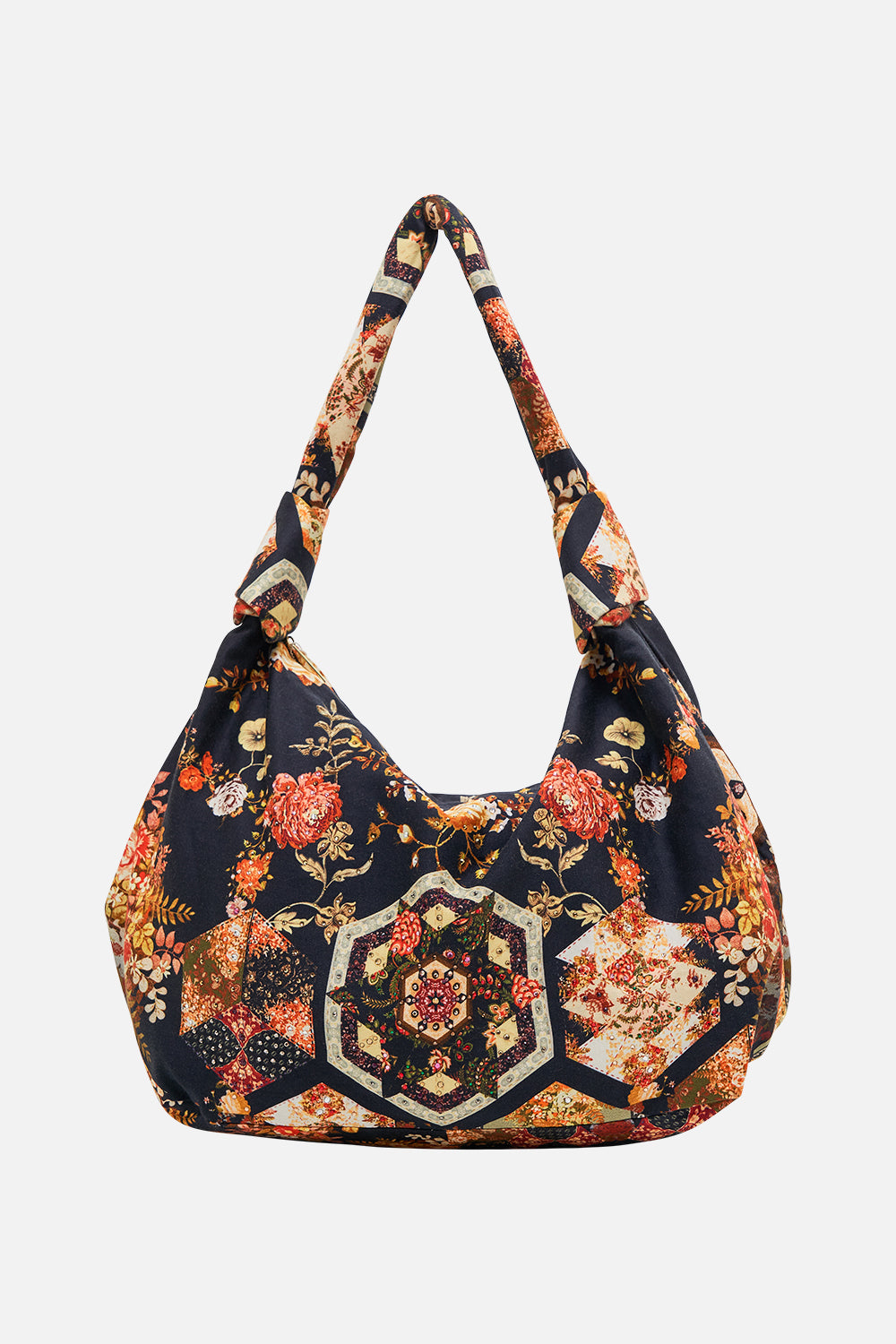 CAMILLA floral slouch shoulder bag in Stitched in Time