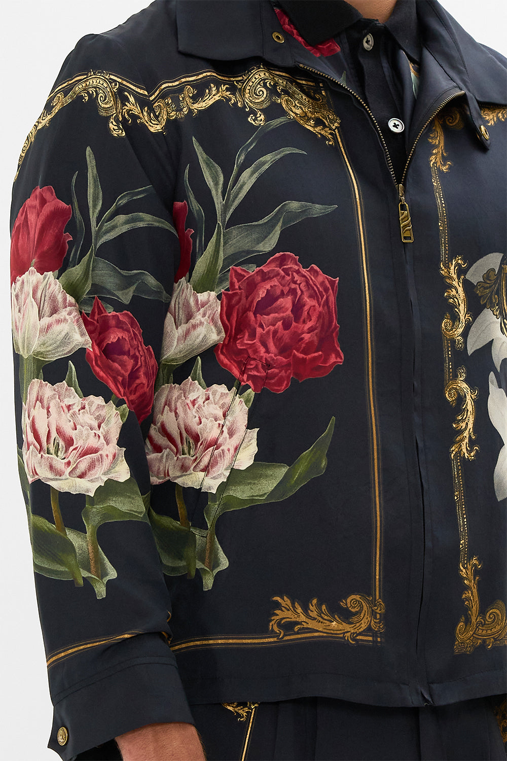 CAMILLA floral cropped zip through jacket in Magic in the Manuscripts