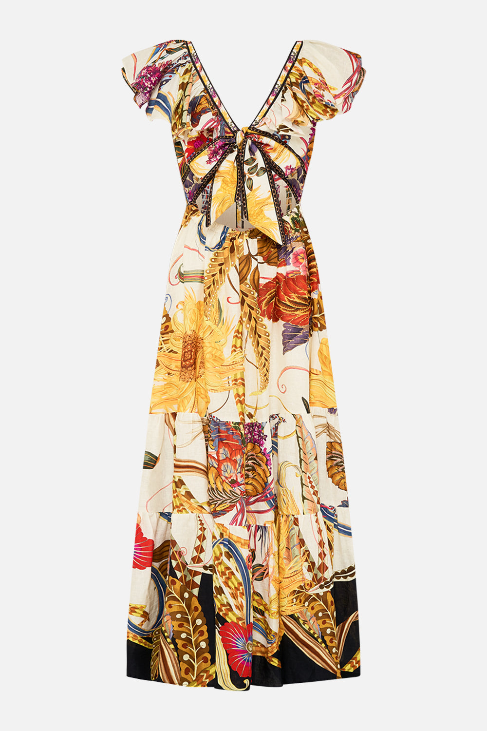 CAMILLA frill dress in Sunflowers On My Mind print