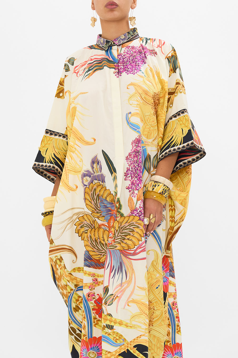 CAMILLA silk kaftan in Sunflowers On My Mind print