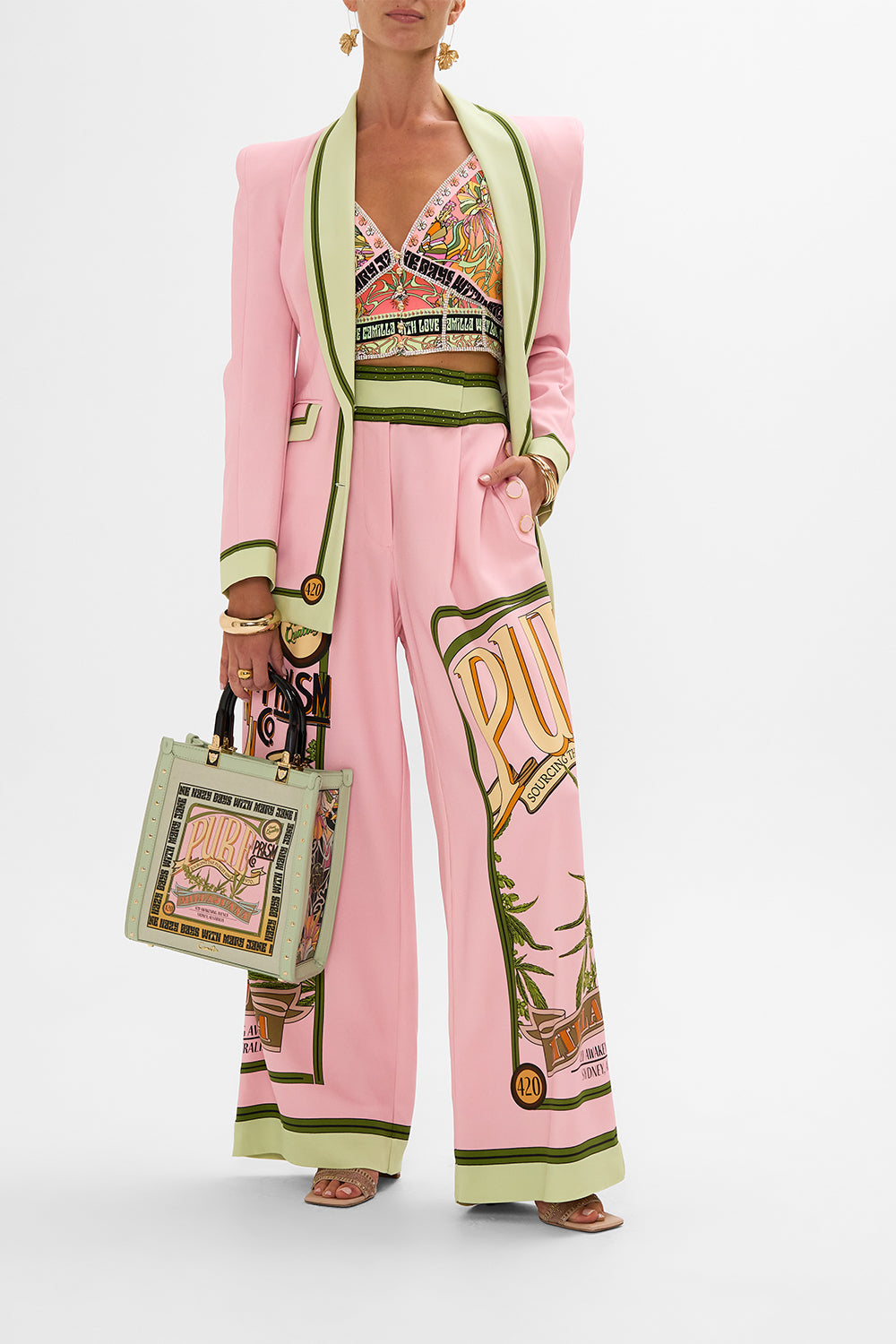 CAMILLA wide leg pants in Lets Chase Rainbows print