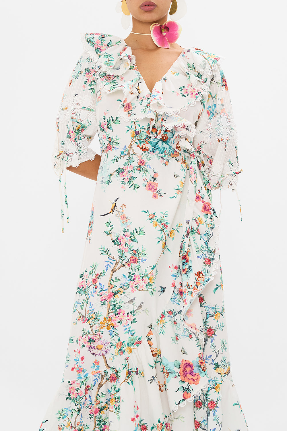 CAMILLA maxi wrap dress in Plumes And Parterres print