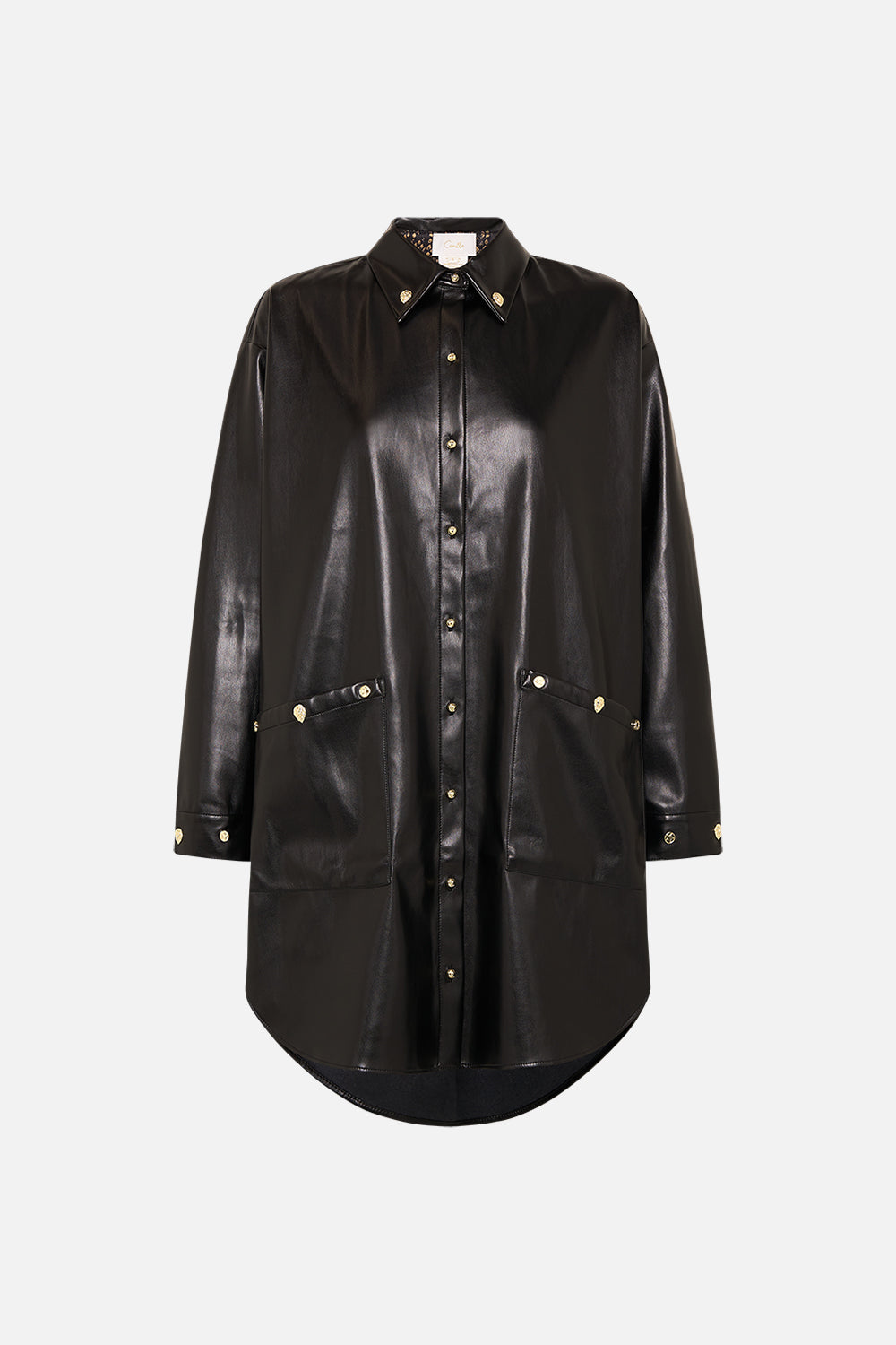 CAMILLA silk tunic in Nouveau Noir print