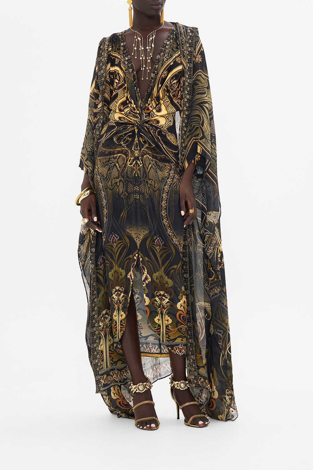 CAMILLA maxi dress in Nouveau Noir print