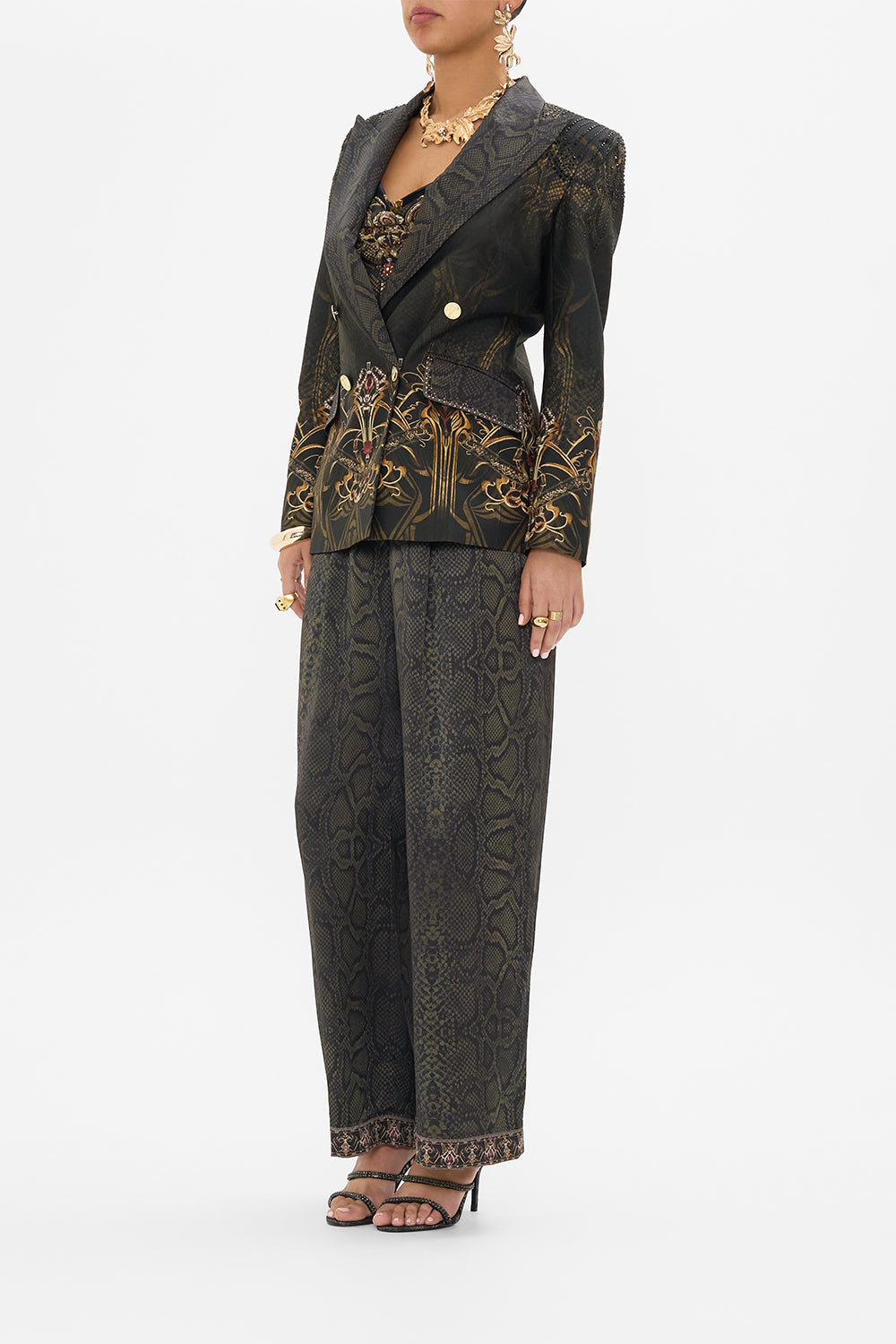 CAMILLA silk jacket in Nouveau Noir print