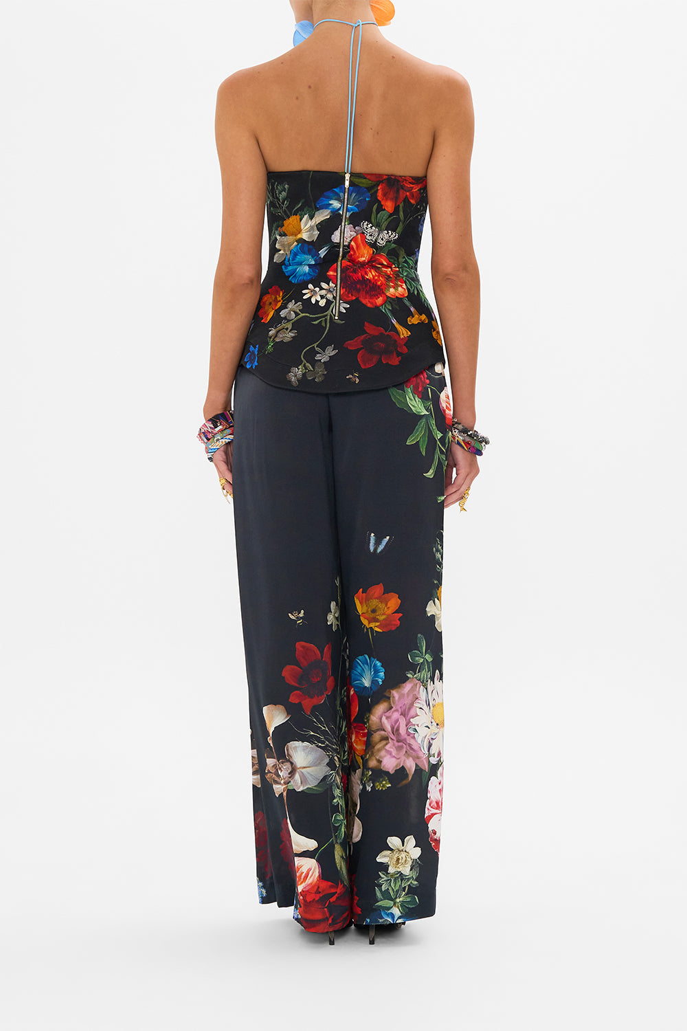 CAMILLA black floral print corset in A Still life print