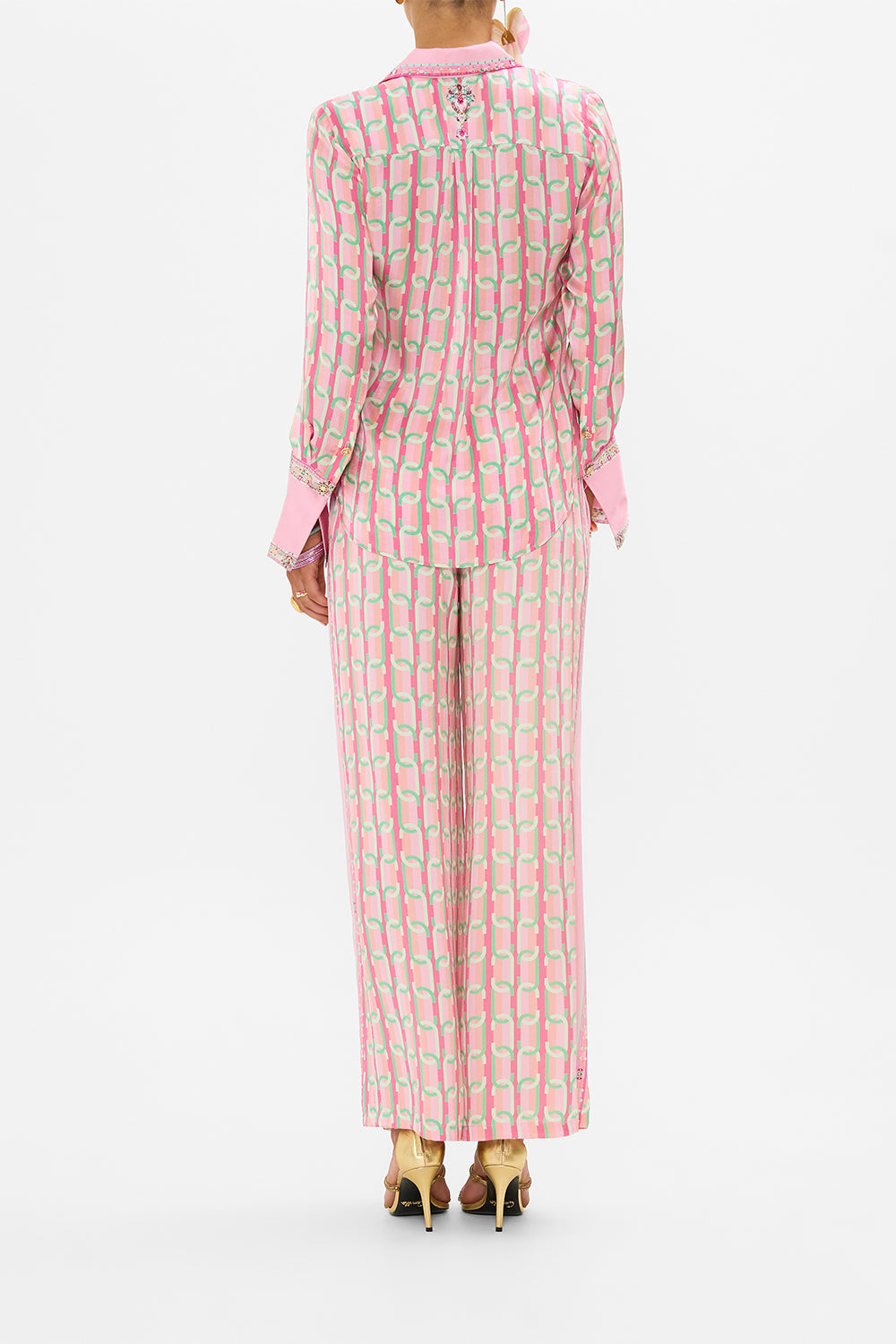 CAMILLA silk pyjama shirt in Tea With Tuchinski print