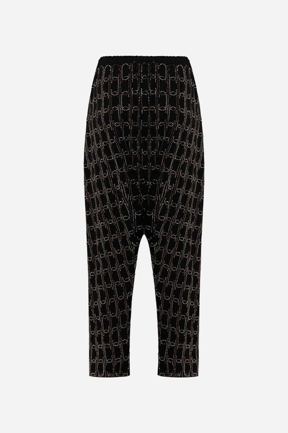 CAMILLA draped jersey pants in Film Diva print