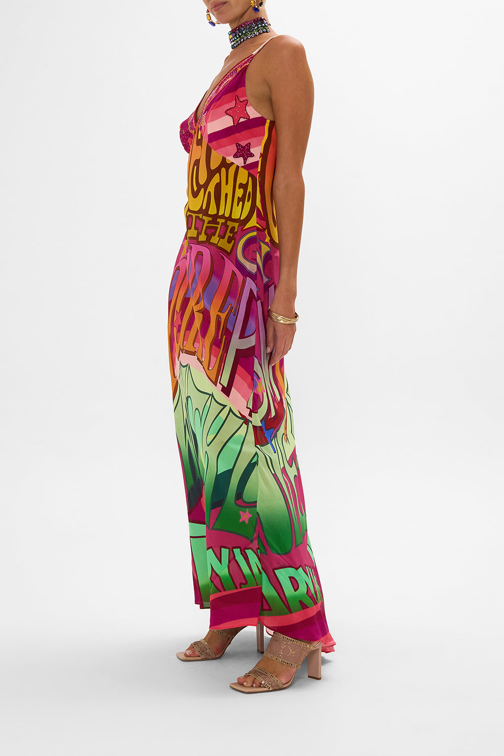 CAMILLA silk maxi dress in Pure Prism print