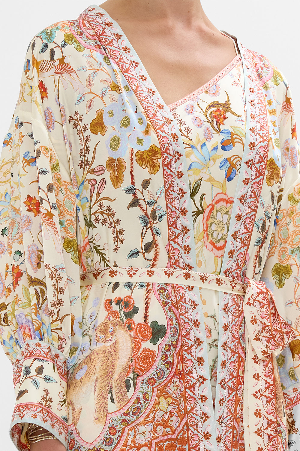 CAMILLA High Low Hem Layer with Cuff in Honour of Heirlooms print