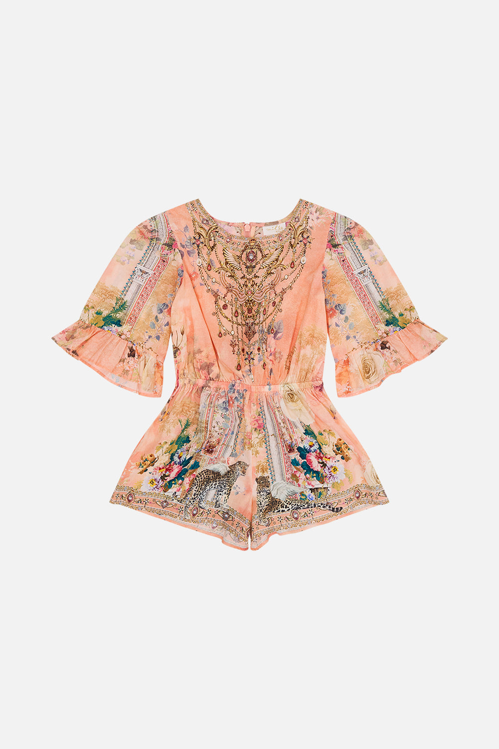 Milla By CAMILLA Floral Kids Playsuit with Frill Sleeve in The Jewellery Palace print.