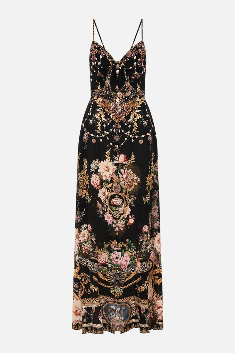 Camilladress Tie Front Cut Out Slit Printed Ruffle Cami Dress main image 0