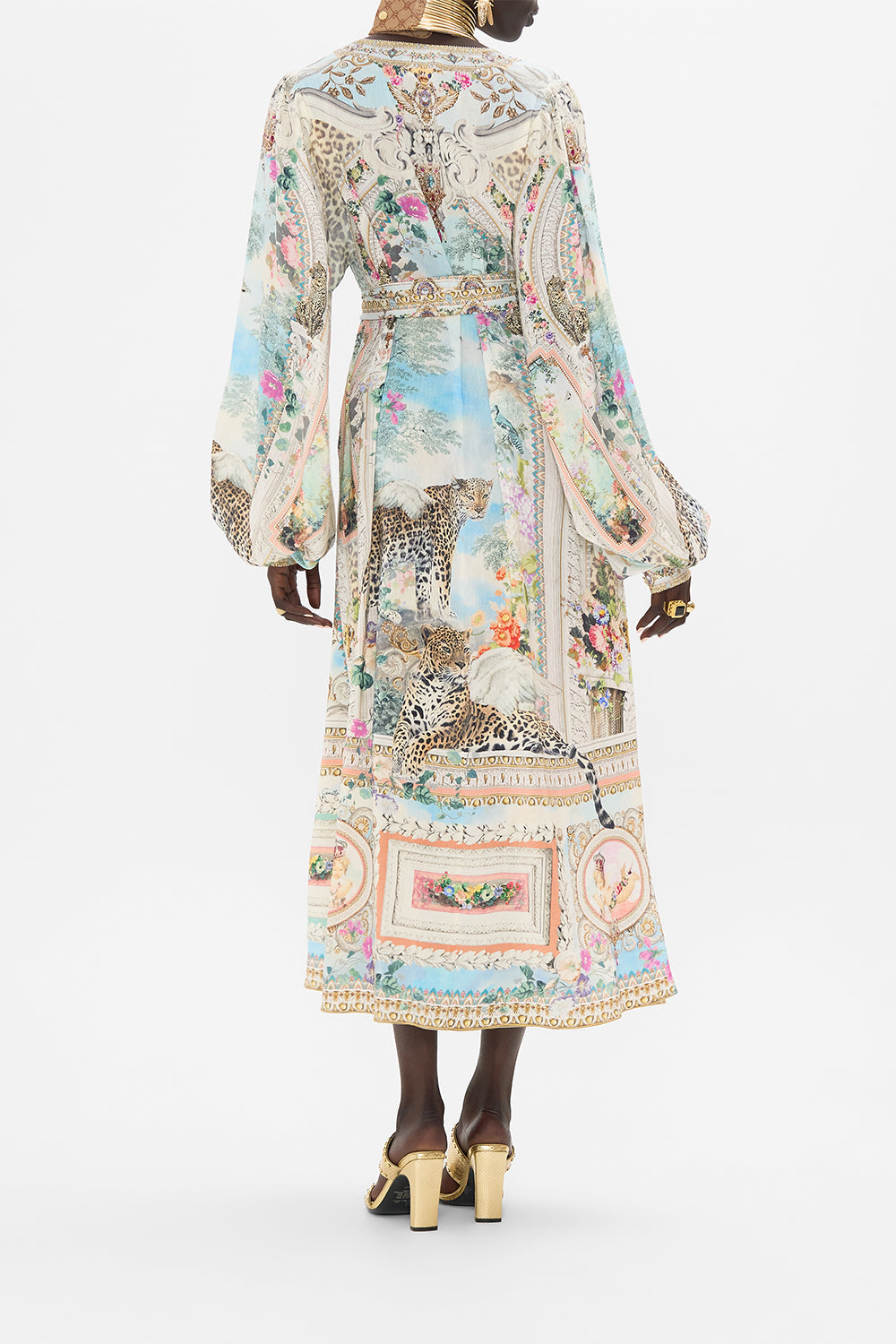 CAMILLA Blouson Sleeve Trapeze Dress in We Always Have Alexandria Print.