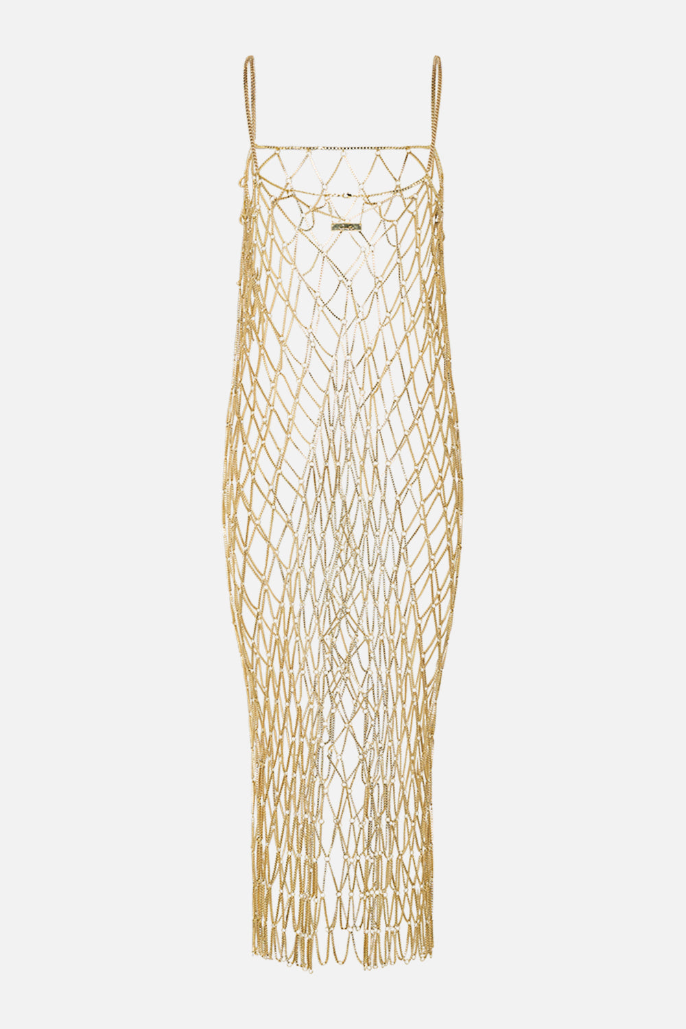 CAMILLA Gold Square Neck Midi Dress in Valley of the Kings Print