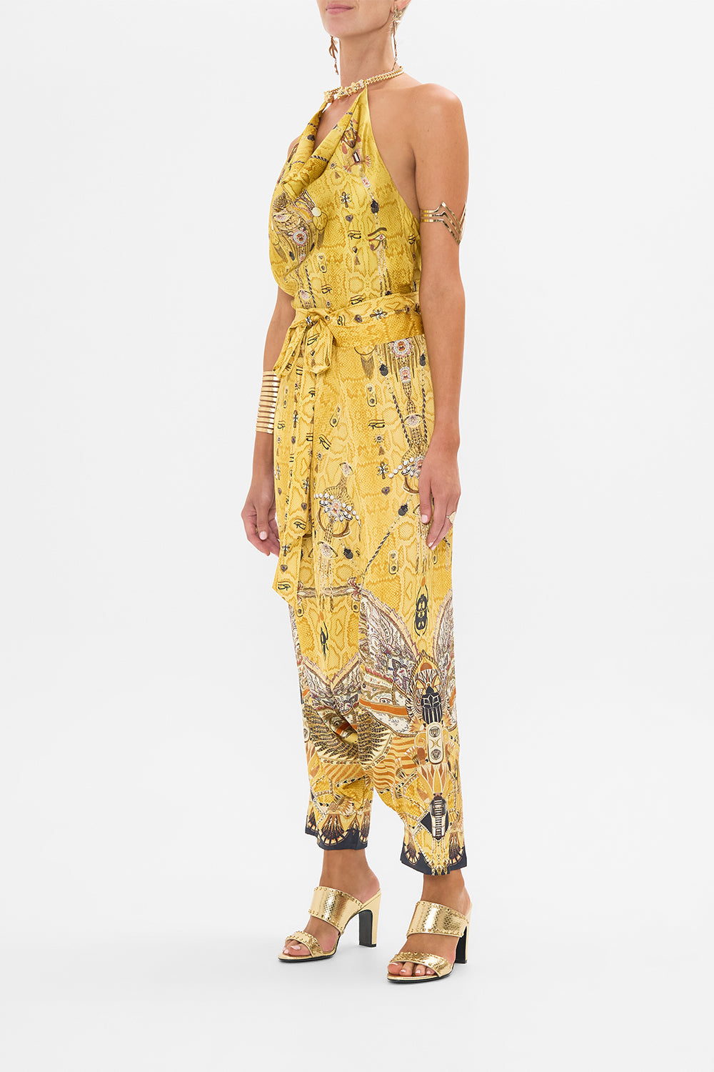 CAMILLA Gold Harem Pants in Valley of the Kings Print