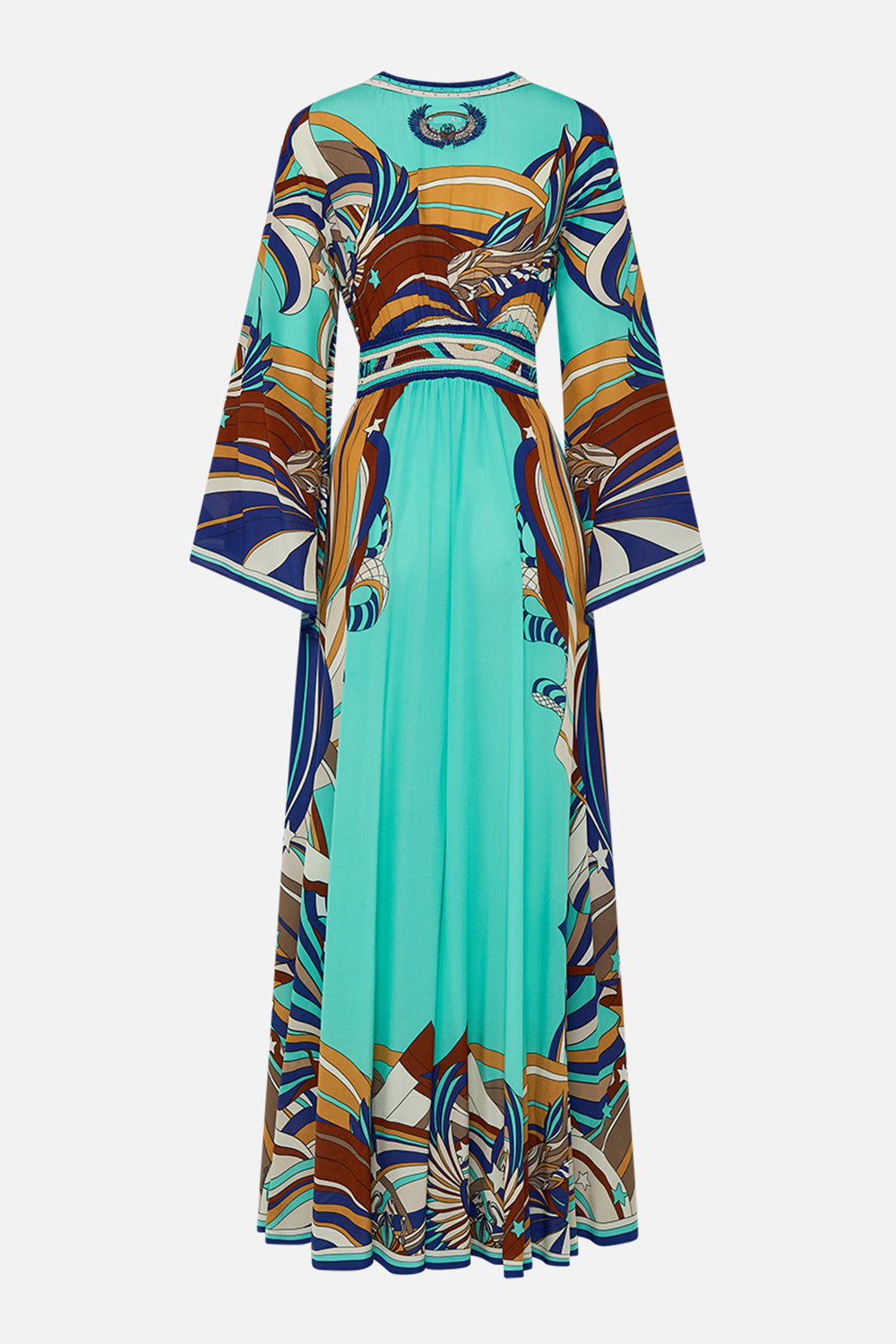 CAMILLA Kimono Sleeve Dress With Shirring Detail in Oasis Oracle.