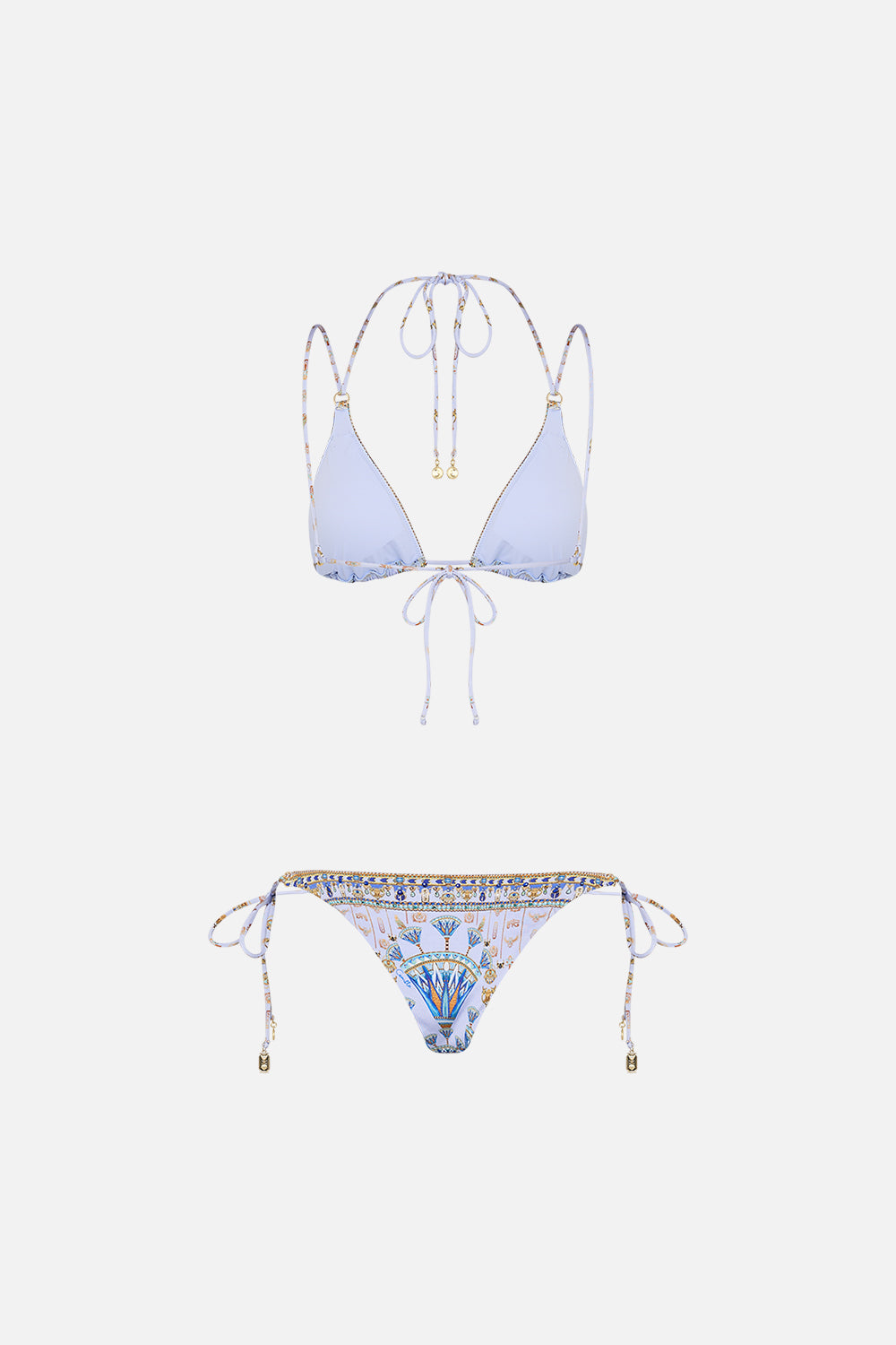 CAMILLA Lilac Multi Strap Tri Ring Bikini in Under Scarab Skies print