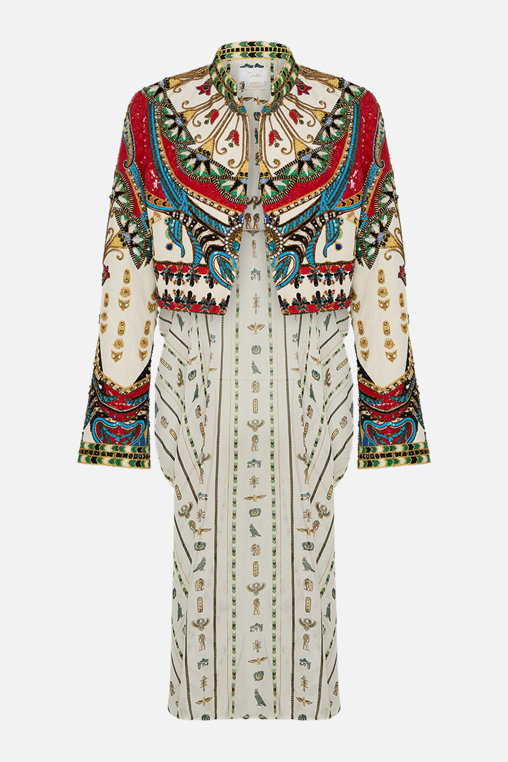 CAMILLA Open Front Jacket with Full Length Back in Valley of the Queens print