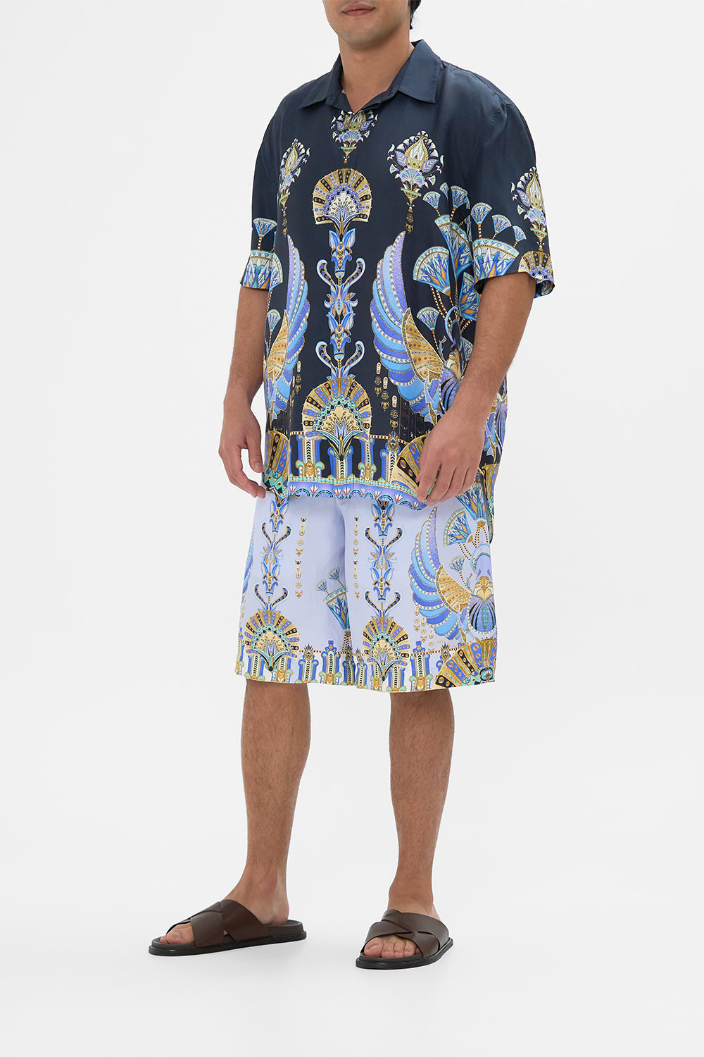 Hotel Franks By CAMILLA Oversized Button Through SS Shirt in Under Scarab Skies print.