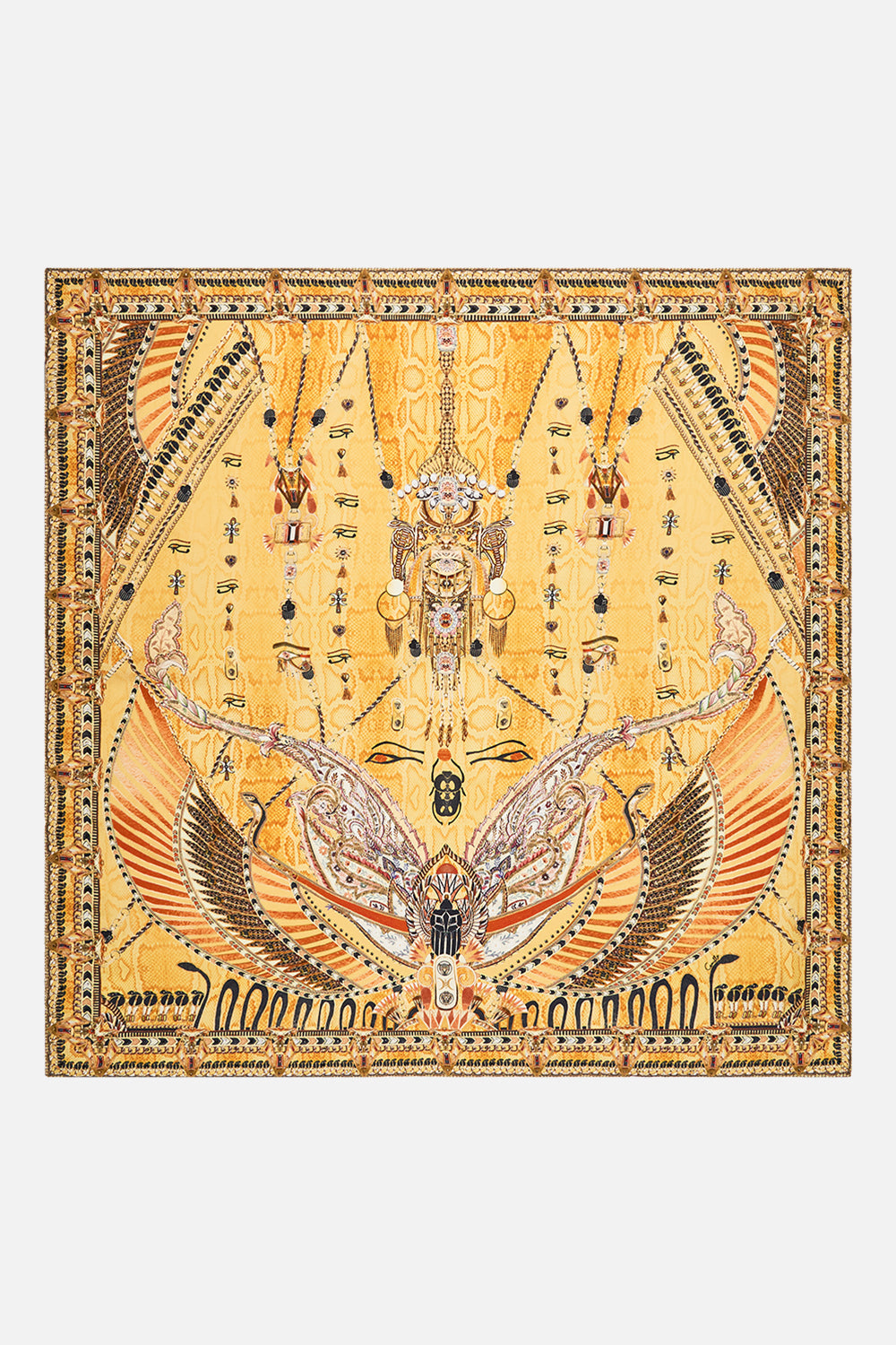 CAMILLA Gold Large Square Scarf in Valley of the Kings Print