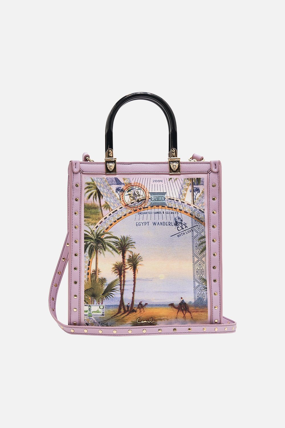CAMILLA north south tote with smooth handle in Call Me in Cairo print