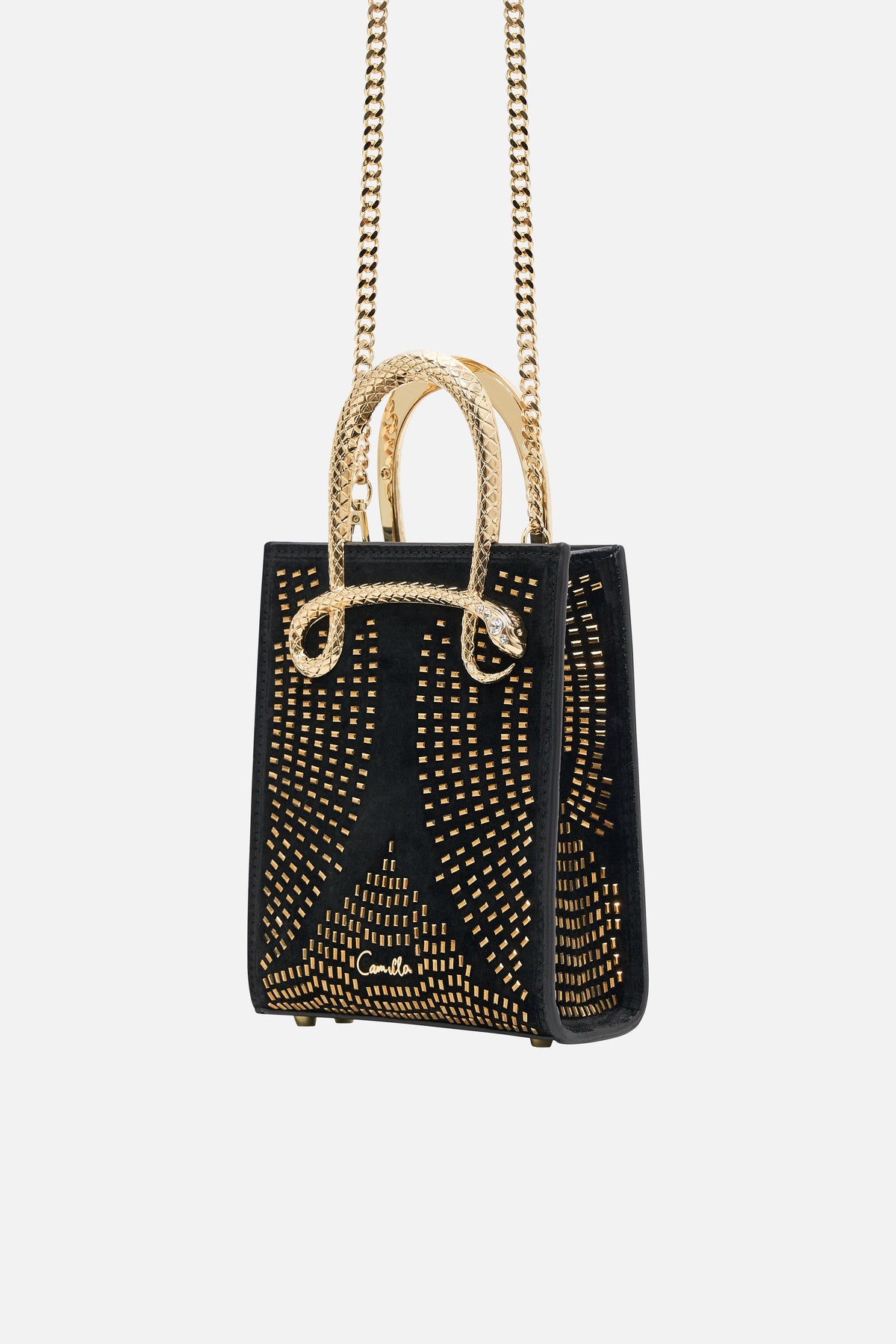 CAMILLA Mini North South Tote in Solid Black print.