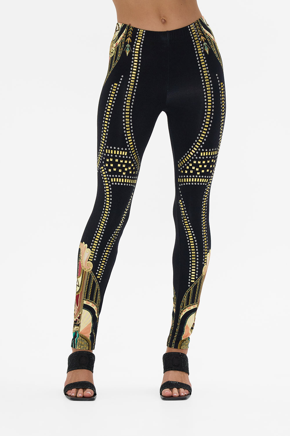 CAMILLA Metal Hotfix Embellished Leggings in They Called Her Nefertari print