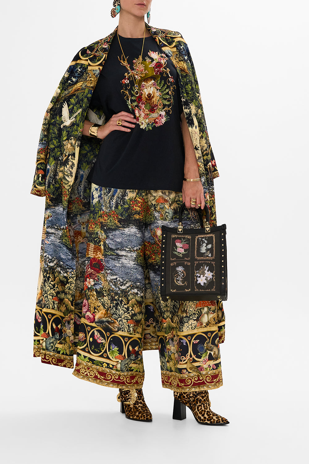 CAMILLA Floral Oversized Band Tee in Tapestry Totems