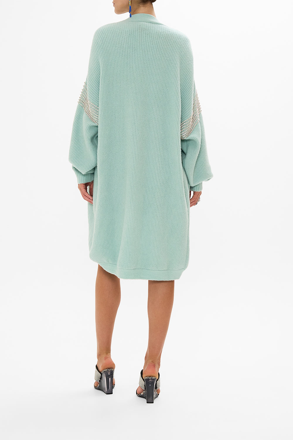 CAMILLA blue cocoon knit layer in Dreaming In Dutch print.