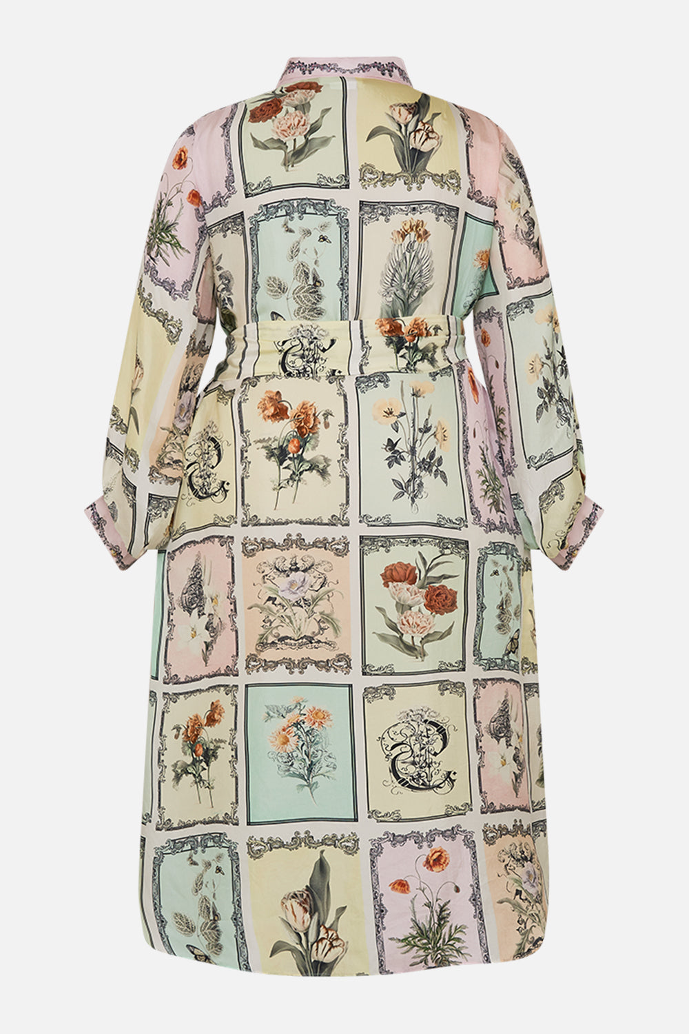 CAMILLA multi midi shirt dress in Long Live Letterpresses print