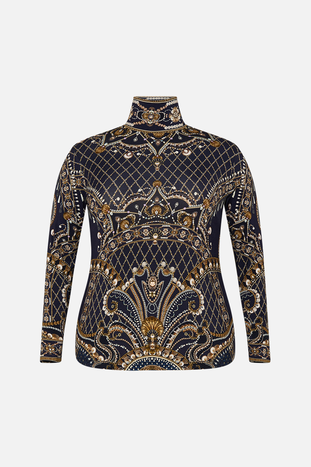 CAMILLA jersey turtleneck in Dance with the Duke print