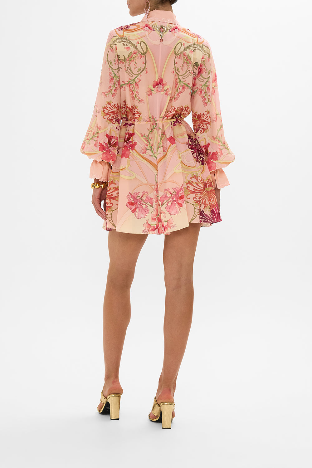 CAMILLA Floral Shift Shirt Dress in Blossoms and Brushstrokes