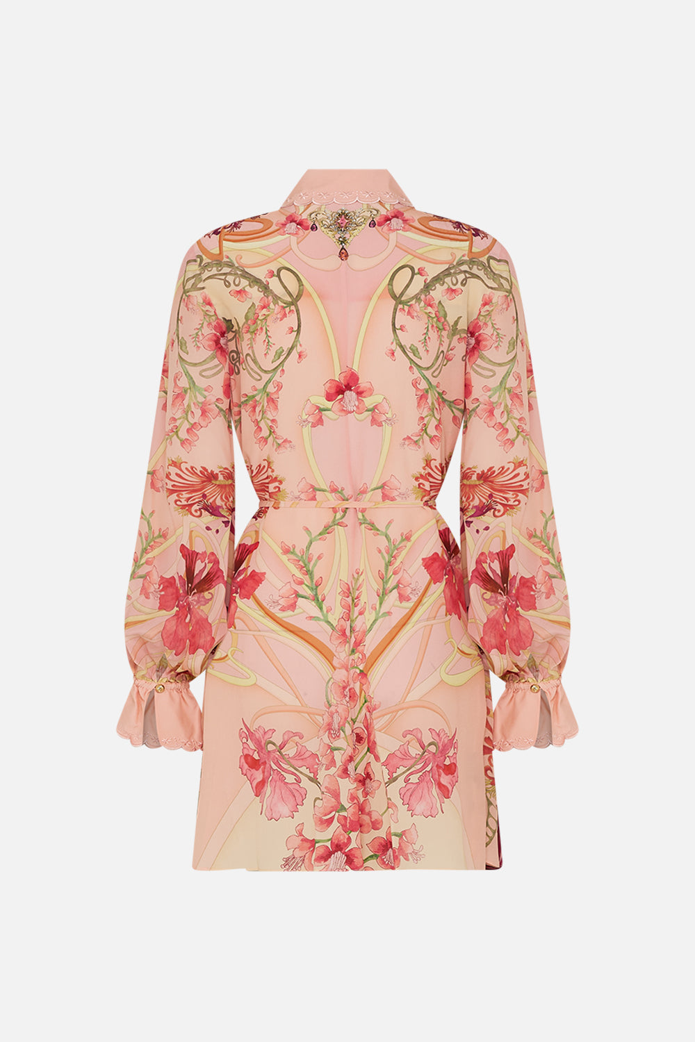 CAMILLA Floral Shift Shirt Dress in Blossoms and Brushstrokes