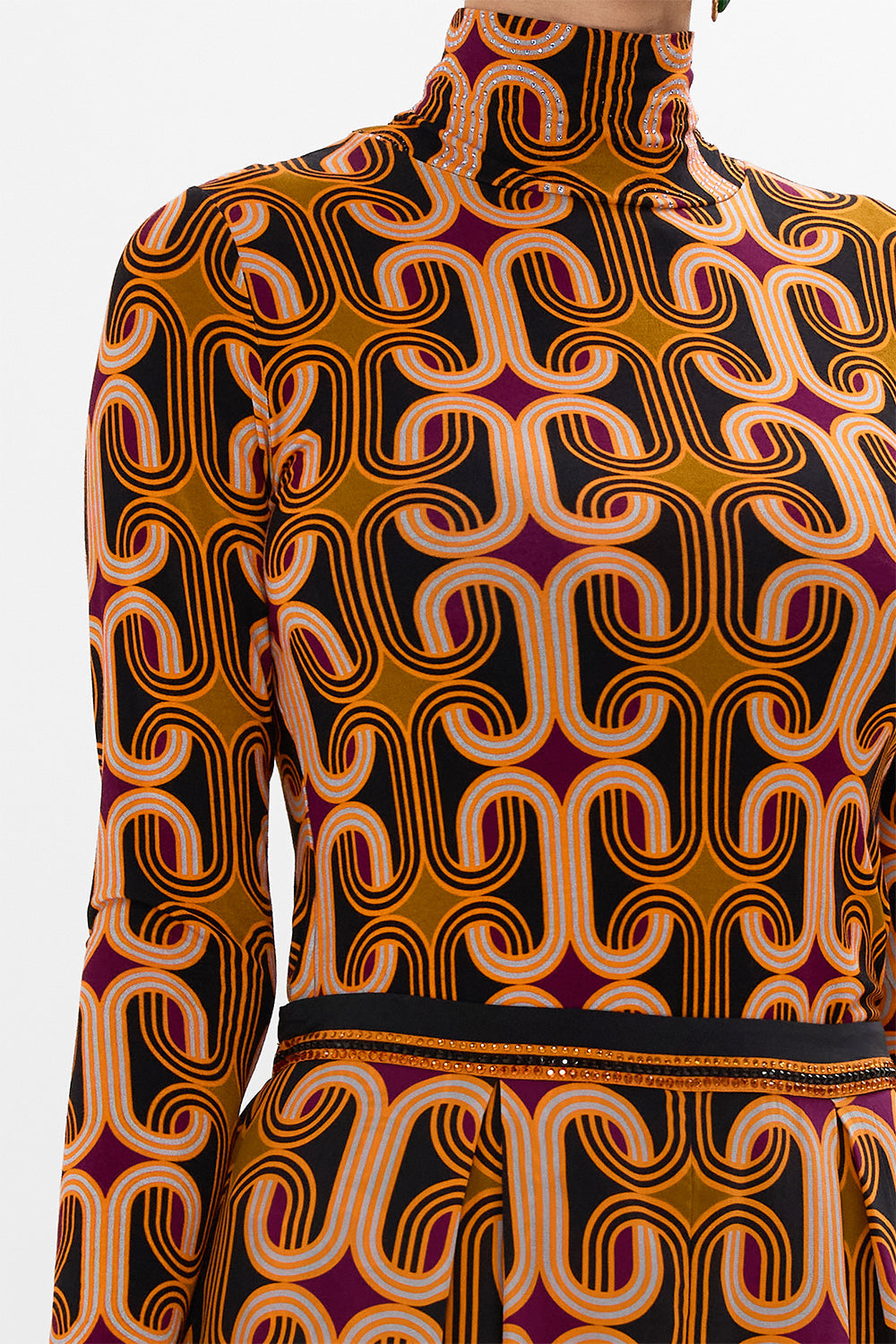 CAMILLA multi jersey turtleneck in One Night In De Wallen print.