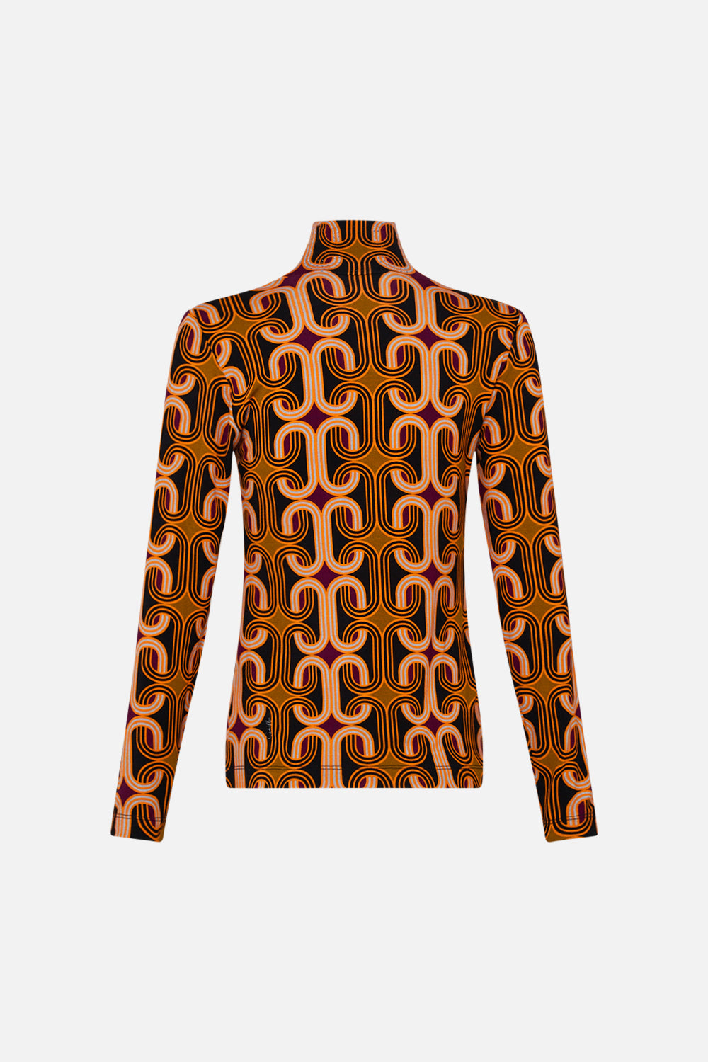 CAMILLA multi jersey turtleneck in One Night In De Wallen print.
