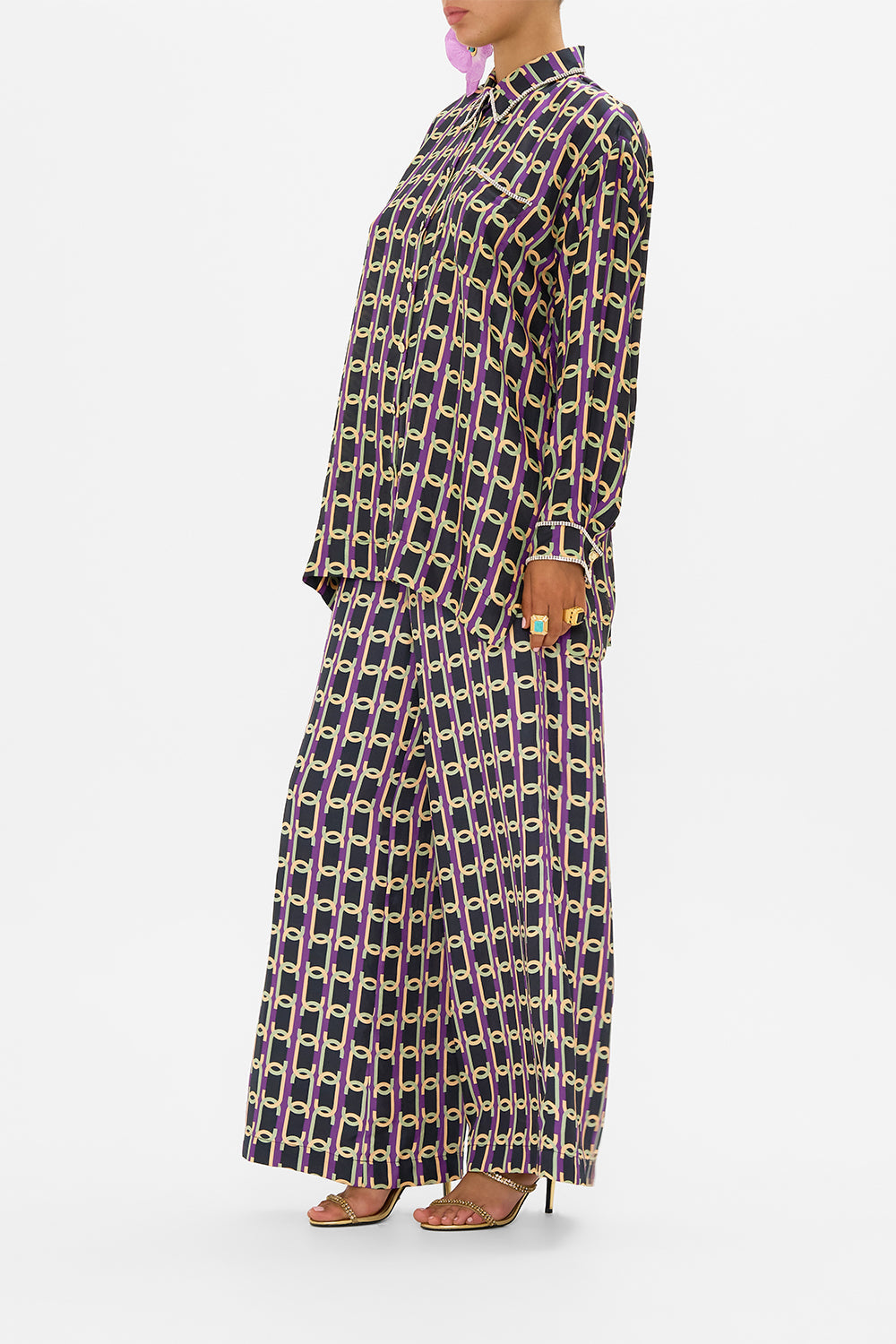 CAMILLA silk shirt in Film Diva print