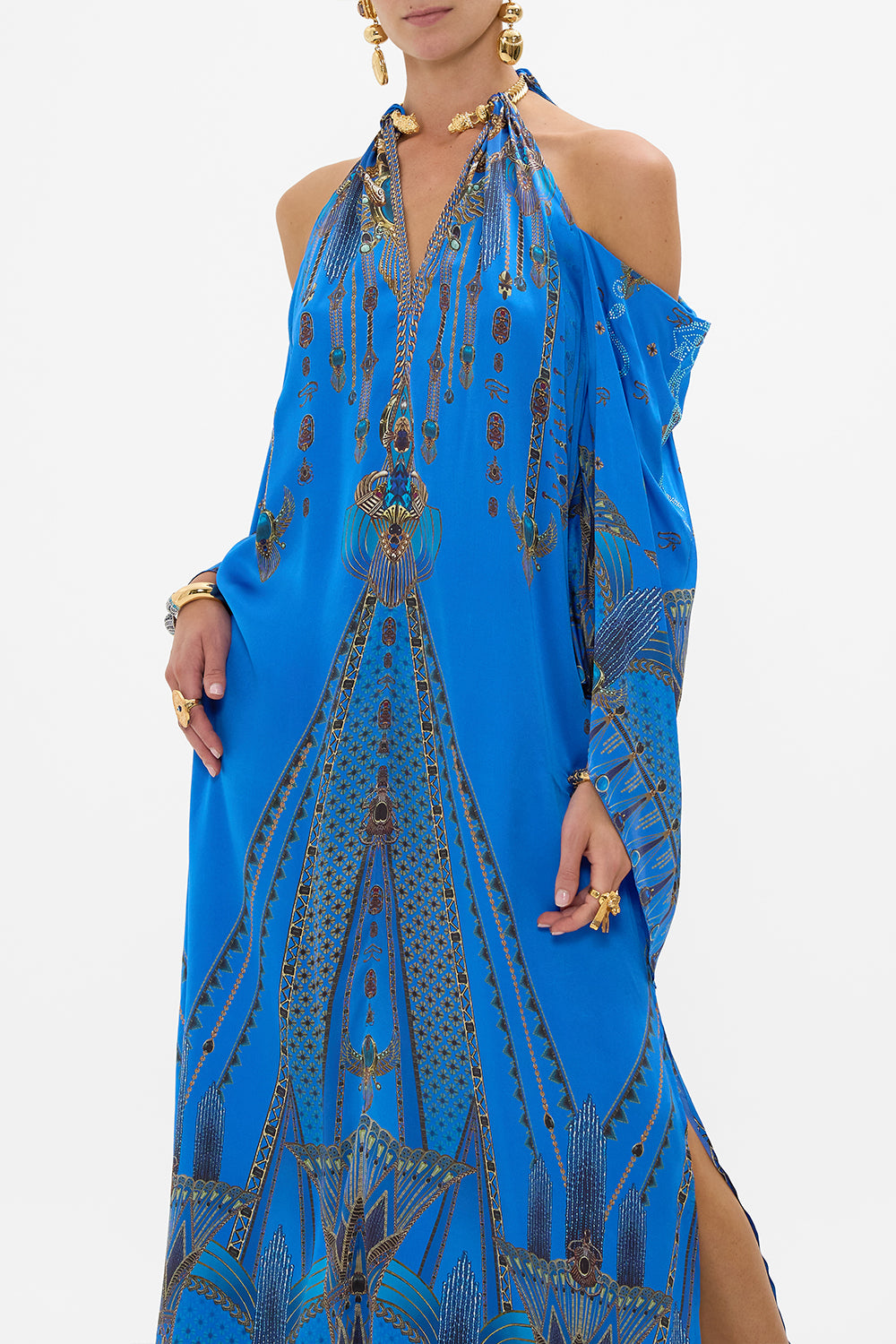 FLARED SLEEVE COLD SHOULDER LONG KAFTAN ARCHIVAL REVIVAL