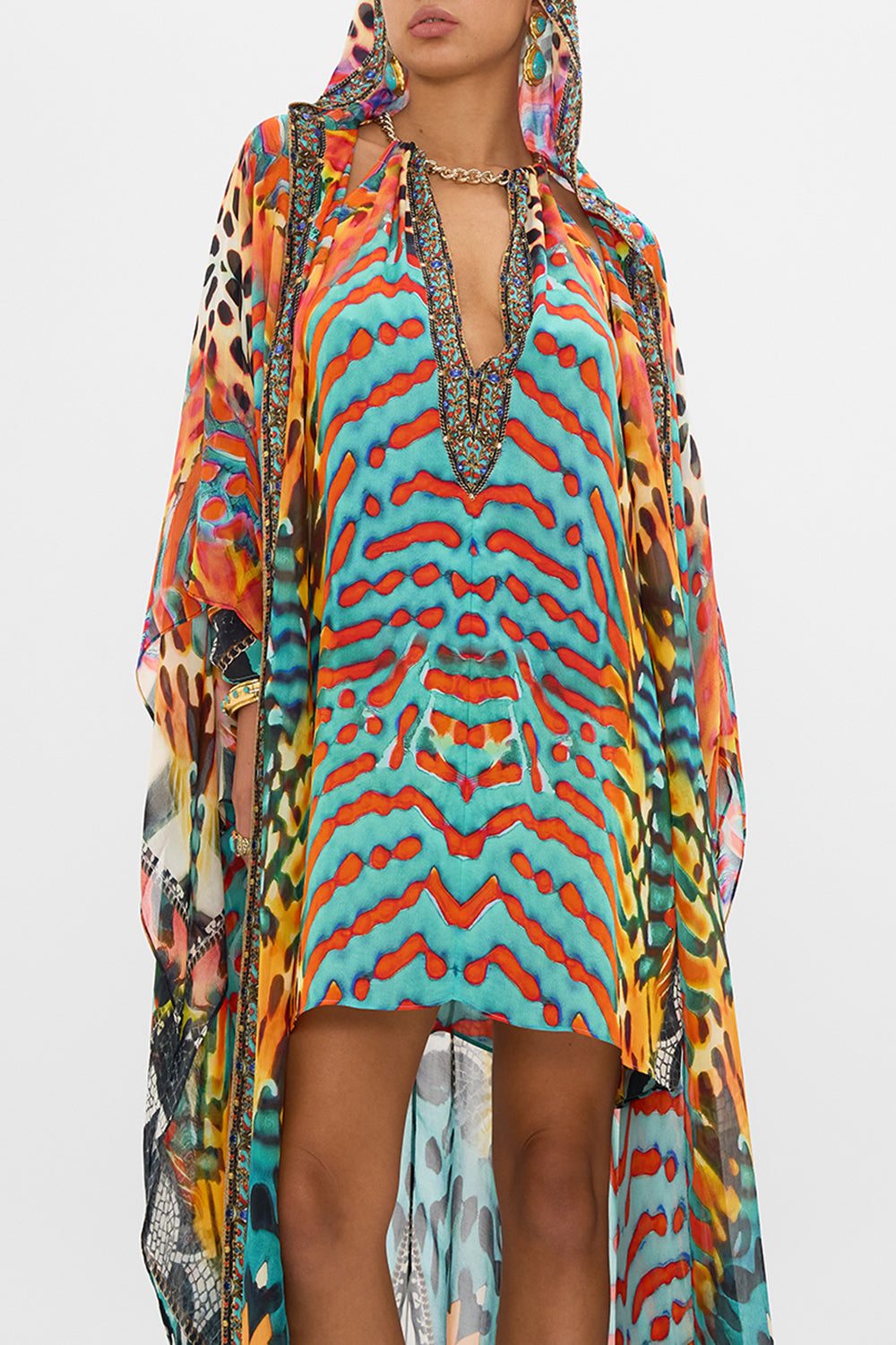 CAMILLA Oversized Robe in Desert Visions print.