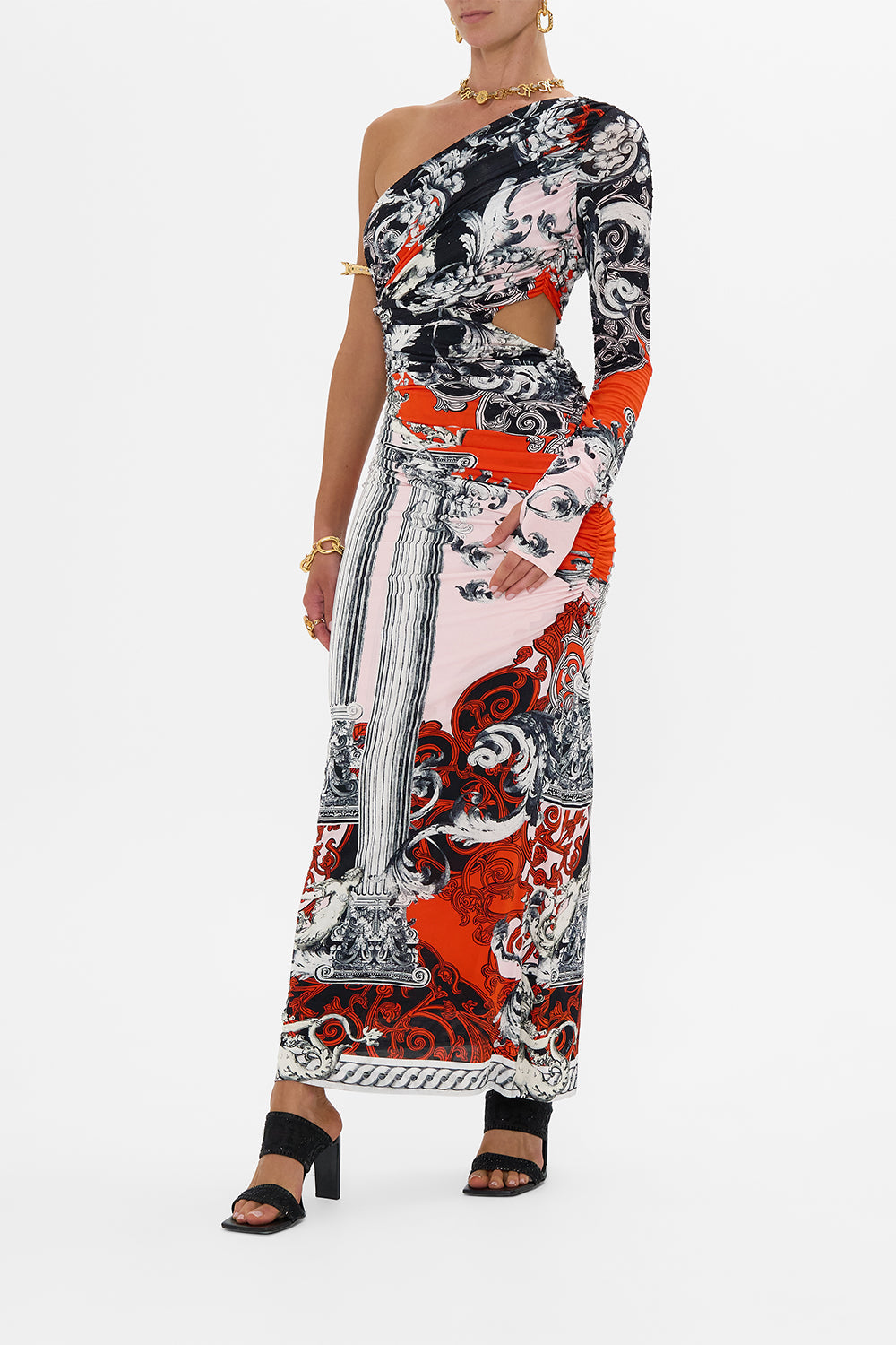 ONE SHOULDER JERSEY CUT OUT DRESS MARK OF MEDUSA